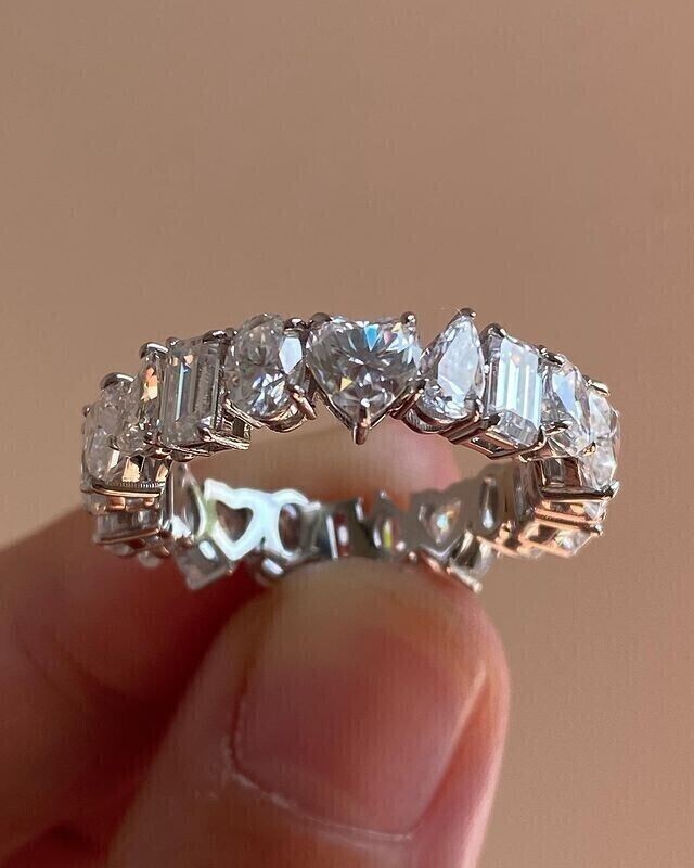 5Ct Multi Cut Lab-Grown Diamond Full Eternity Wedding Band Ring 14Kt White Gold
