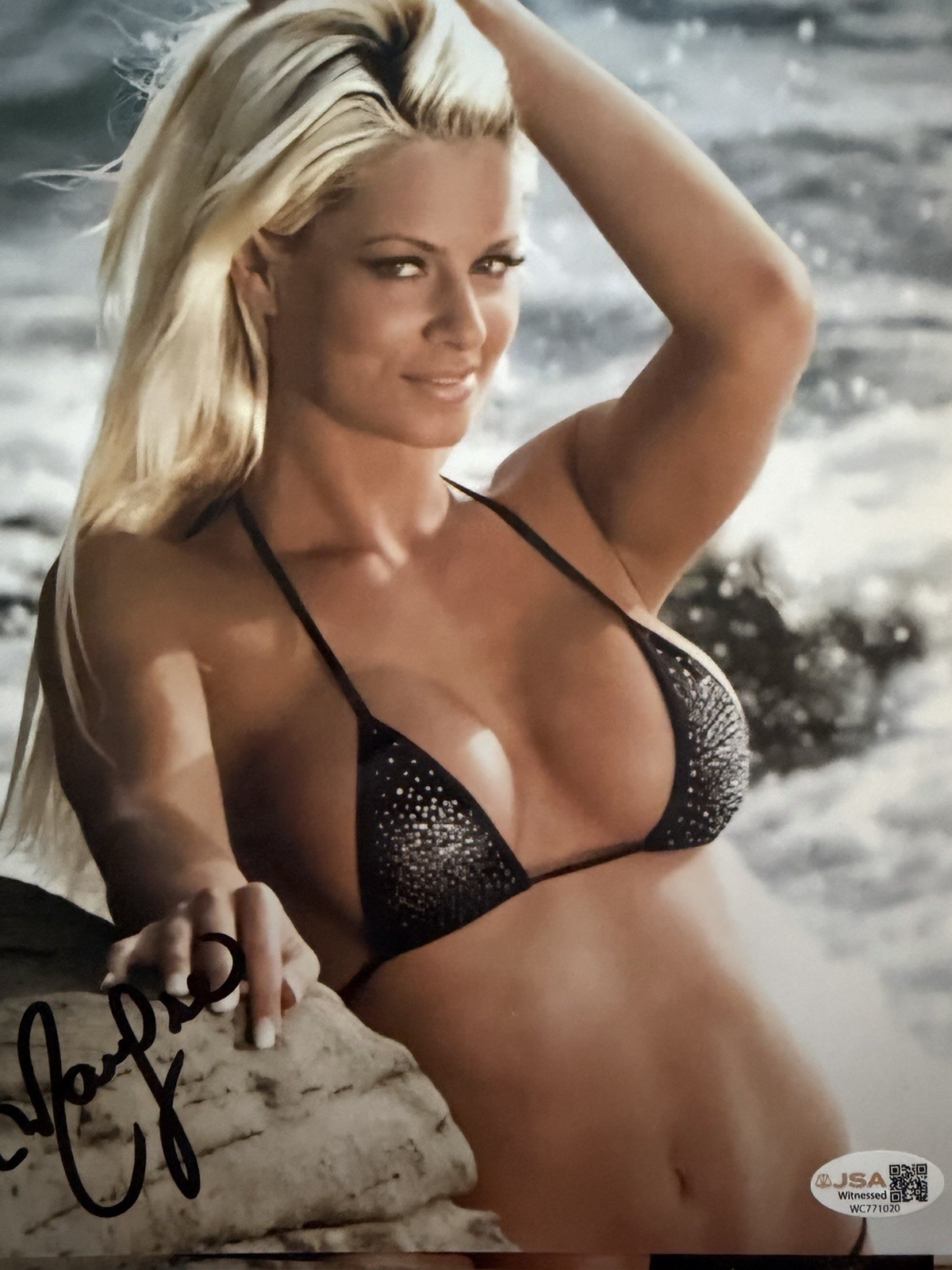 Maryse Hot Tag Metalic 8x10 Signed Autographed Photo JSA Witness Wwe