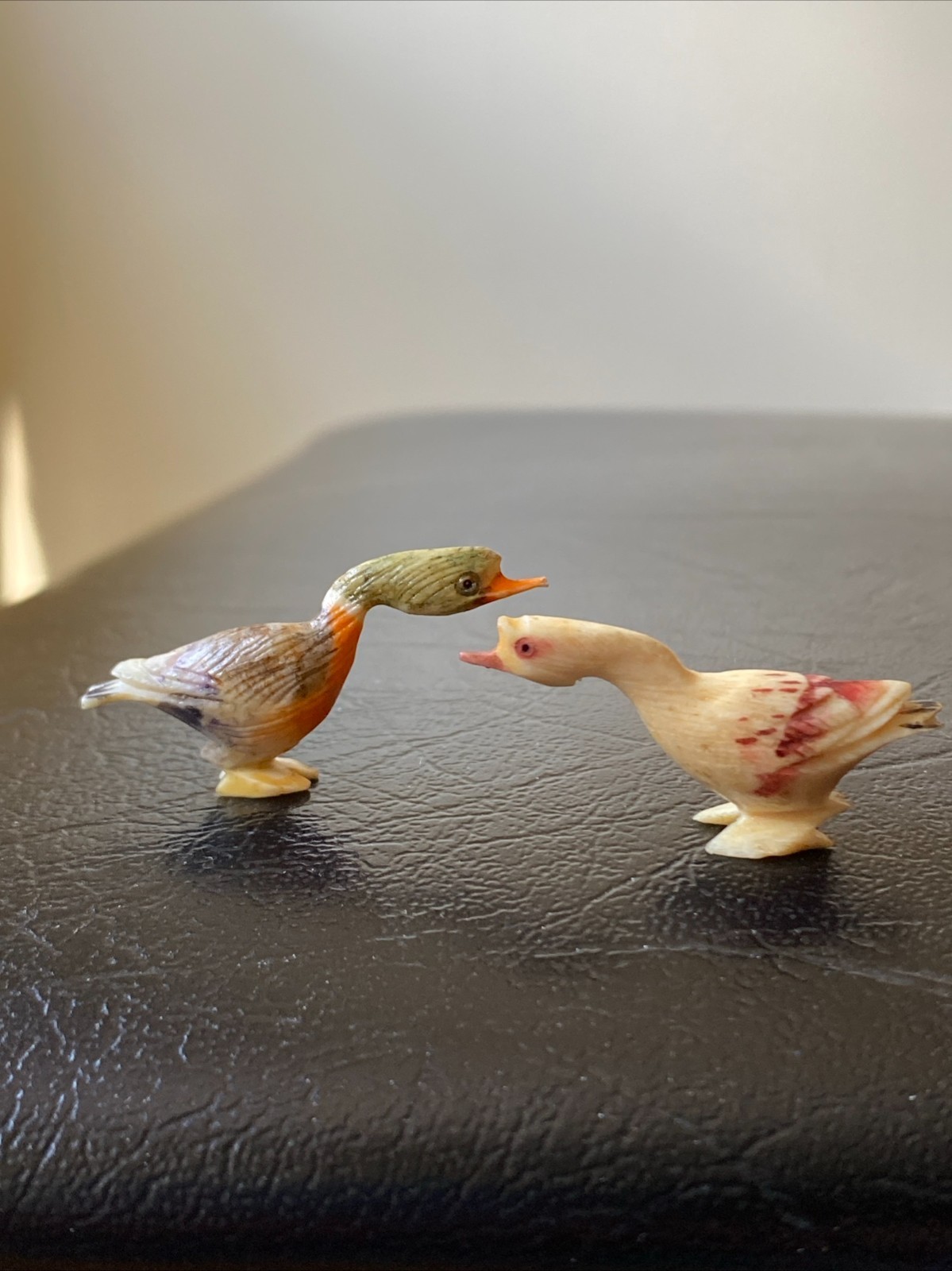Antique Miniature Asian Birds Ducks Amulet Hand Carved Painted Curio Chinese Antique Miniature Asian Birds Ducks Amulet Hand Carved Painted Curio Chinese