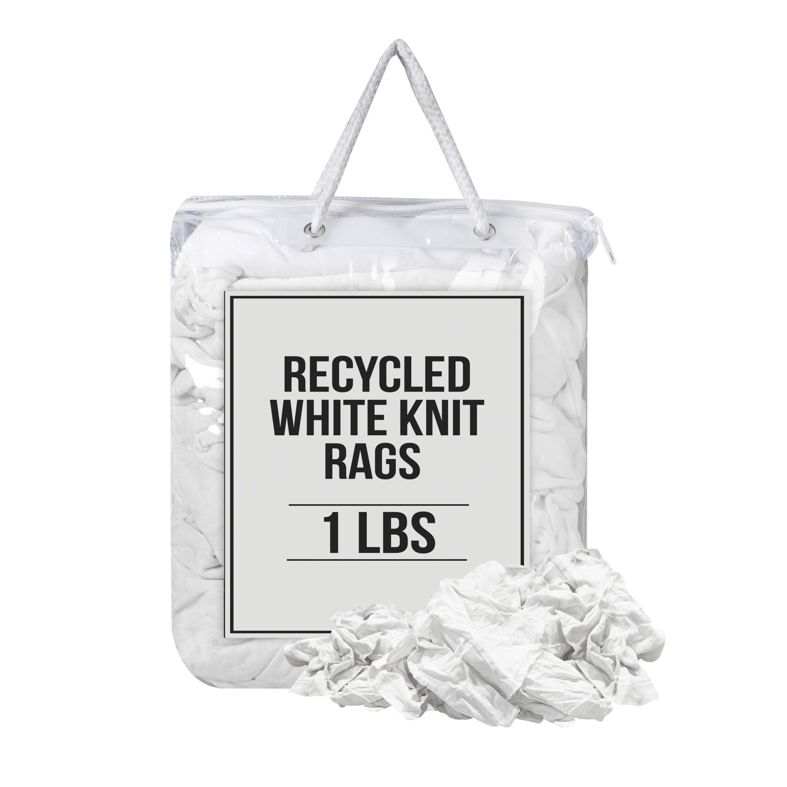 Recycled White Knit T-Shirt Cotton Rags - Multipurpose Wiping Cloths