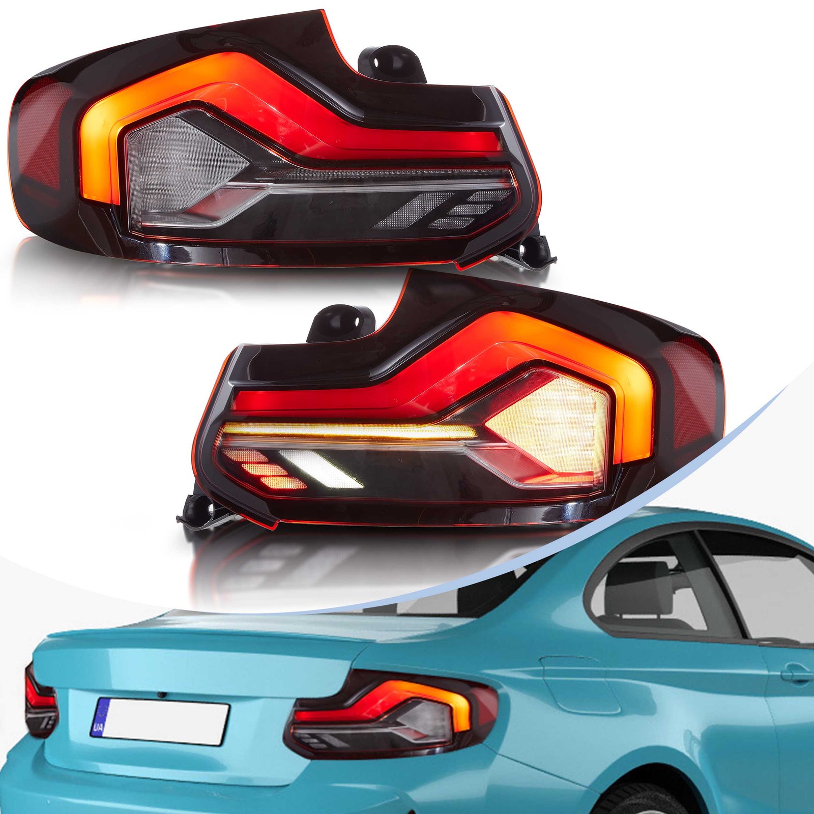 2*VLAND Full LED Tail Lights For 2014-2020 BMW 2Series F22 F23 M2 W/Seqeuntial