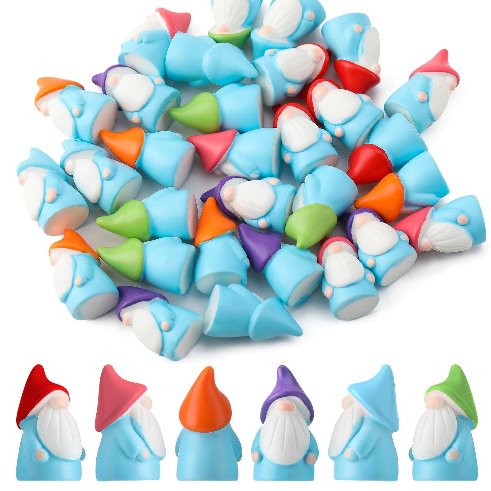30Pcs Mini Gnomes Ornaments, Mini Resin Gnomes Statues, Cute Miniature Gnome Fig