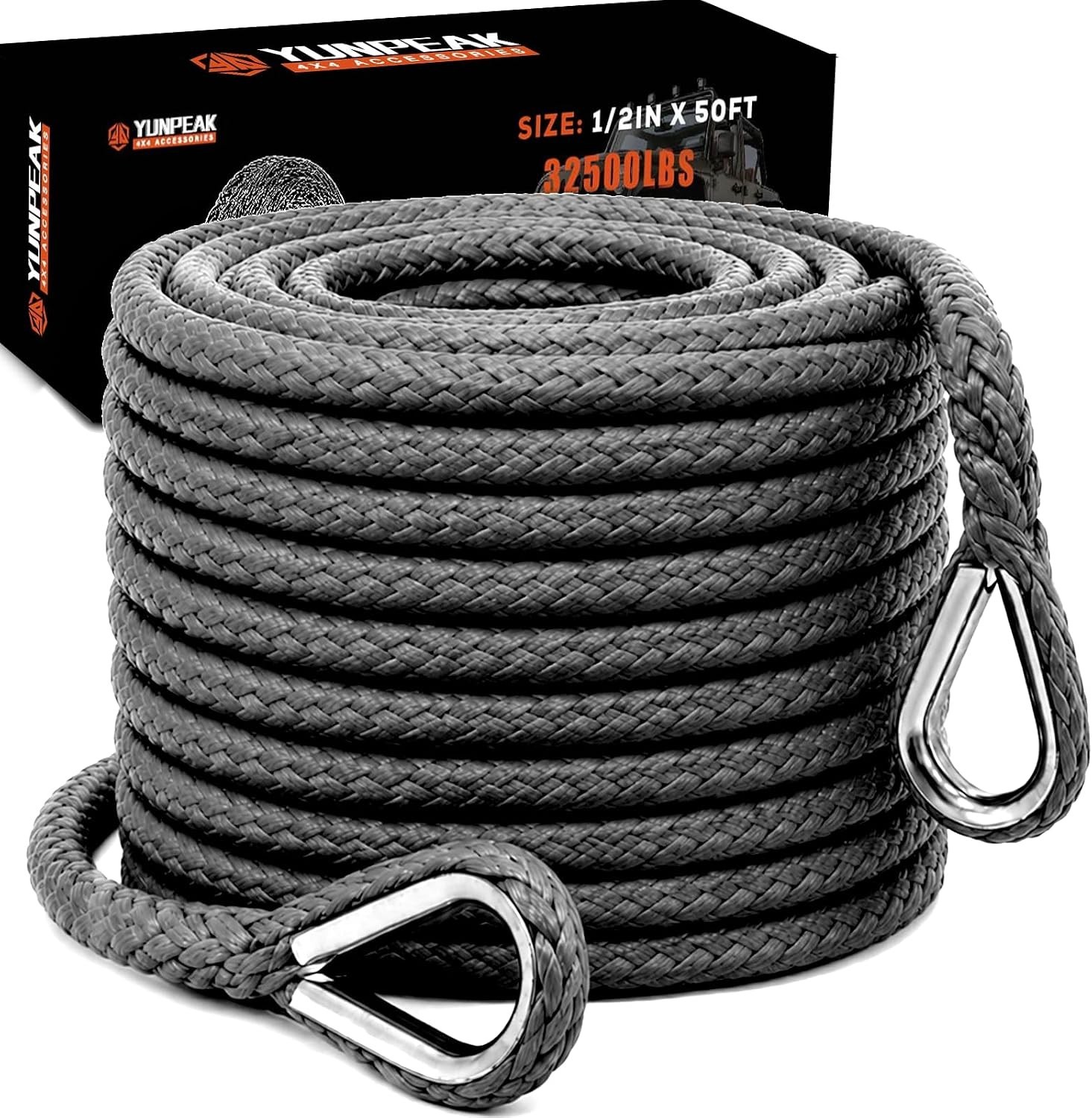 Ultra-Strong 50ft Winch Rope Extension - 1/2\'\' Diameter, 32,500 lbs Strength Ultra-Strong 50ft Winch Rope Extension - 1/2\'\' Diameter, 32,500 lbs Strength