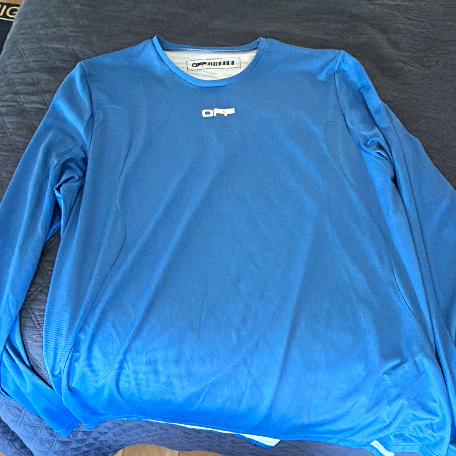 Off-White Men\'s Blue Long Sleeve Breathable T-Shirt Size XL