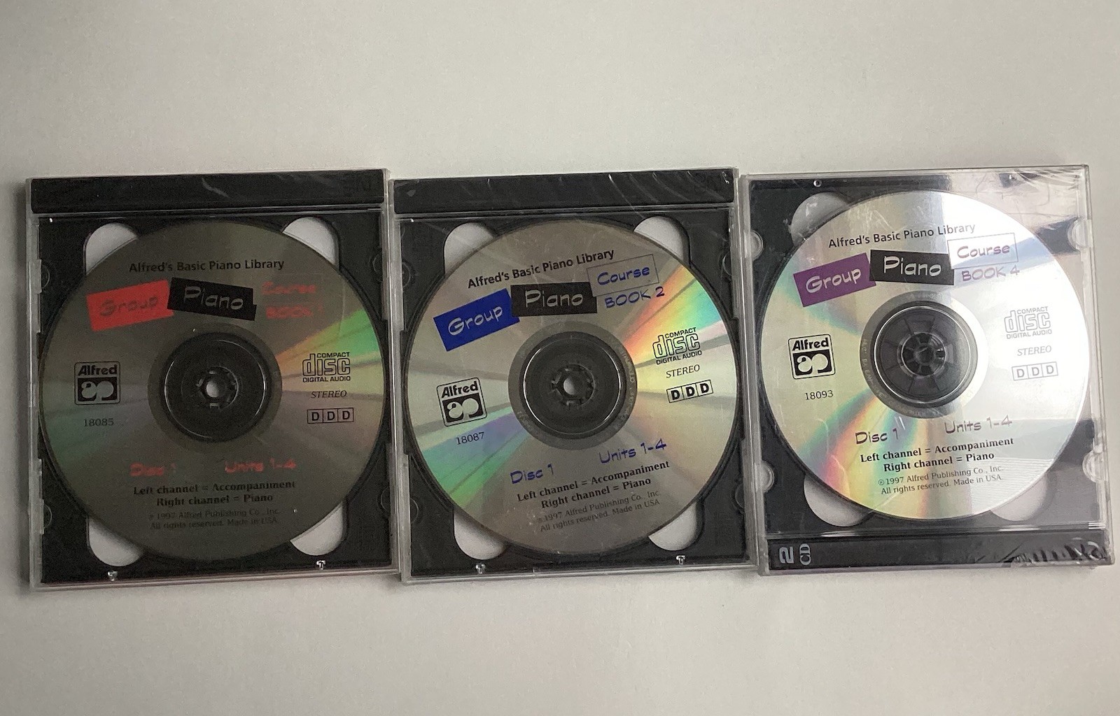 Alfred’s Basic Piano Library Course Lesson Book 1,2&4 CD Unit 1-4NEW VTG 90s Lot