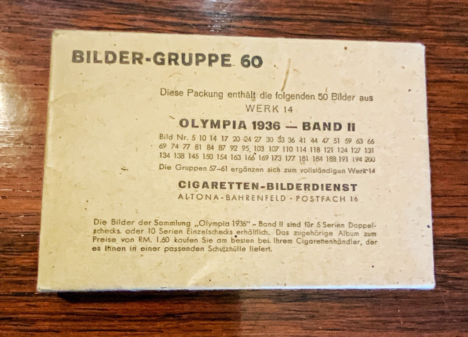 1936 Berlin Olympics Bilder Gruppe cigarette card set unopened Jesse Owens 