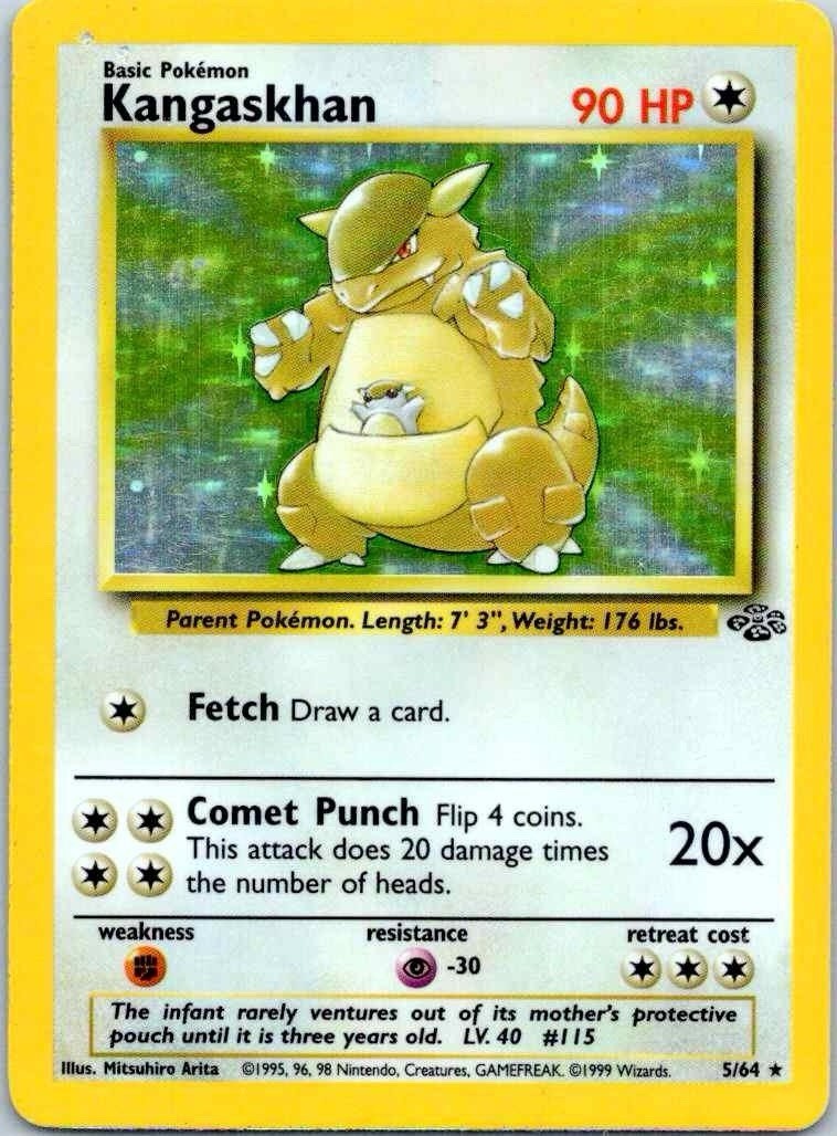 ✨Vintage Pokémon Kangaskhan Jungle Holo Rare Unlimited 5/64 1999 Hologram Card ✨Vintage Pokémon Kangaskhan Jungle Holo Rare Unlimited 5/64 1999 Hologram Card