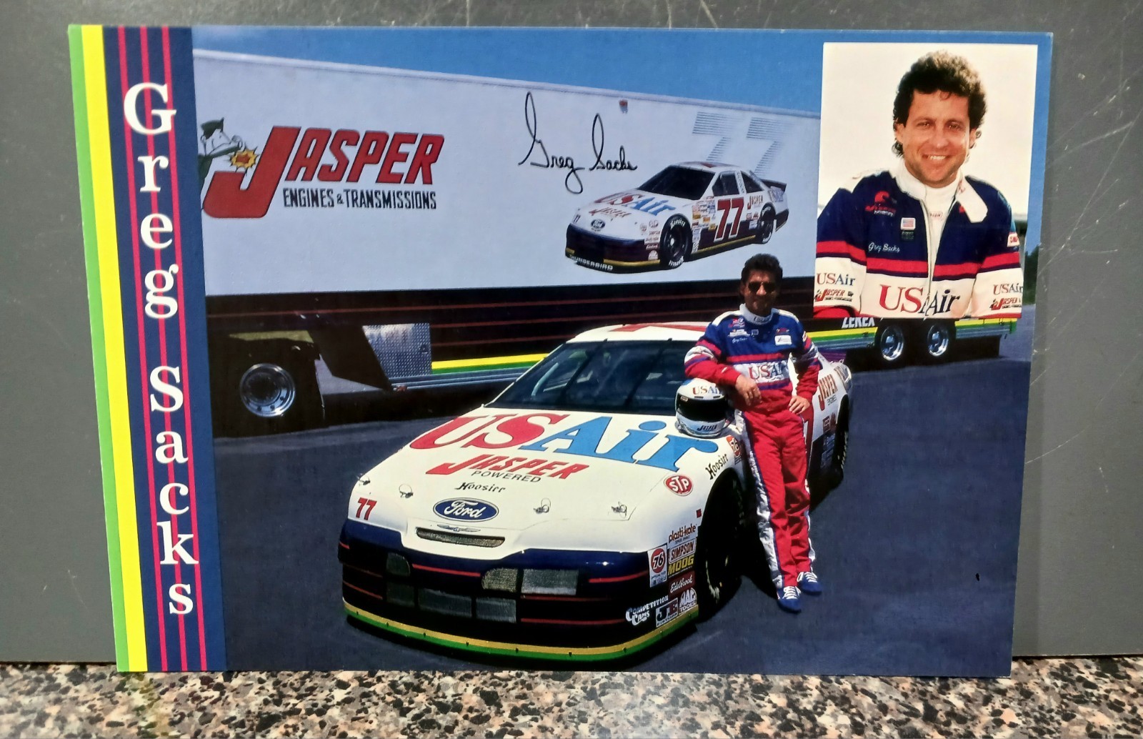 Vintage 1994 USAir #77 Ford Greg Sacks Jasper Motosports 7.25x5 Hero Card NASCAR Vintage 1994 USAir #77 Ford Greg Sacks Jasper Motosports 7.25x5 Hero Card NASCAR