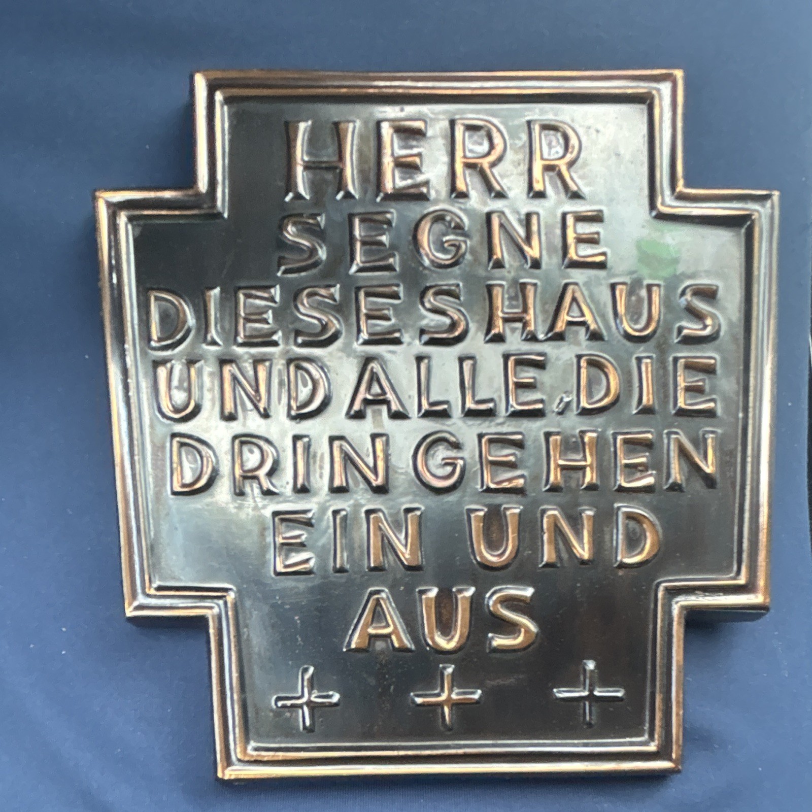 Antique German House Blessing Plaque. Haussegen. M. Hauber.