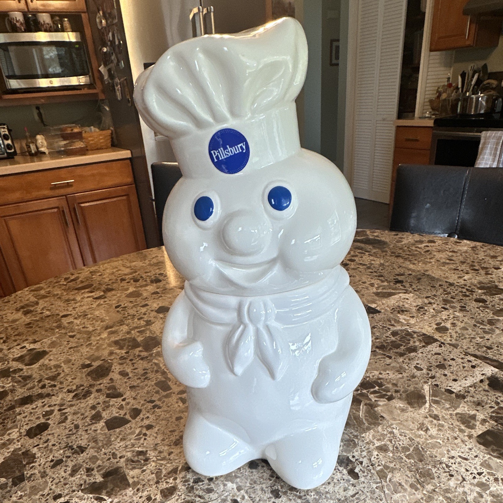 Vintage 1988 Pillsbury Doughboy Poppin Fresh Cookie Jar With Lid, 12 Inch Vintage 1988 Pillsbury Doughboy Poppin Fresh Cookie Jar With Lid, 12 Inch