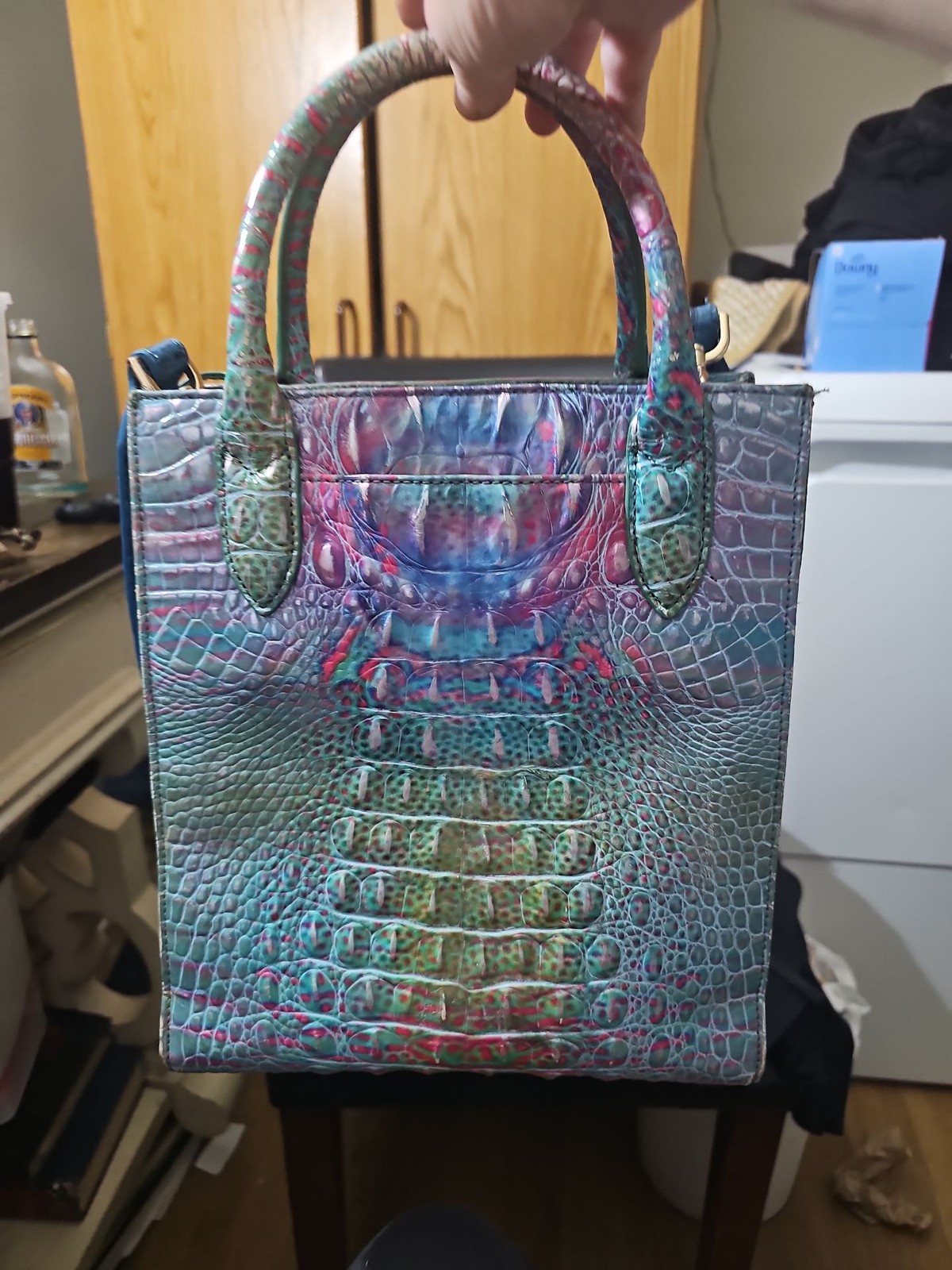Brahmin Melbourne Multi-Color Iridescent Croc-Embossed Leather Satchel Brahmin Melbourne Multi-Color Iridescent Croc-Embossed Leather Satchel