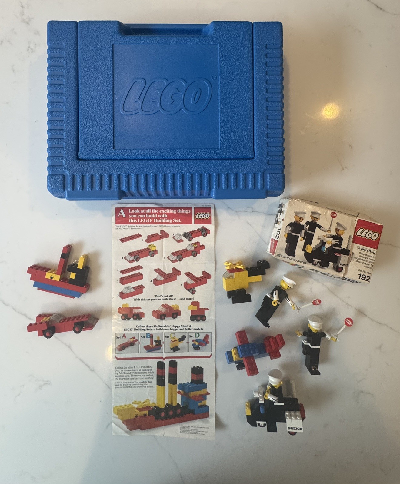 Vintage LEGO Lot 70s/80s w/ Blue Storage Case - Sets 192, 1912, 1913, 1914, 1915