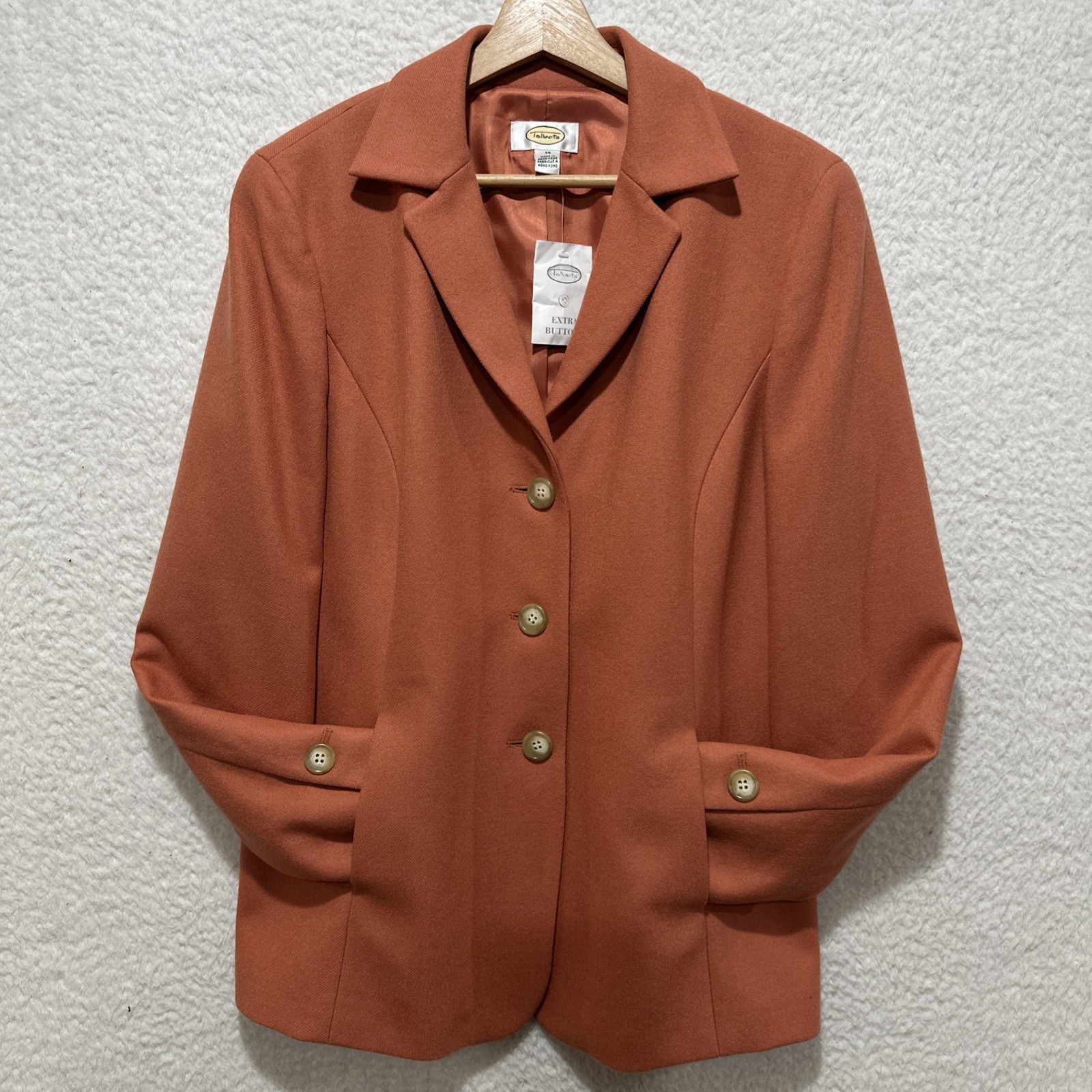 Talbots Women\'s Wool & Cashmere Blend Blazer Salmon Size 14 NWT