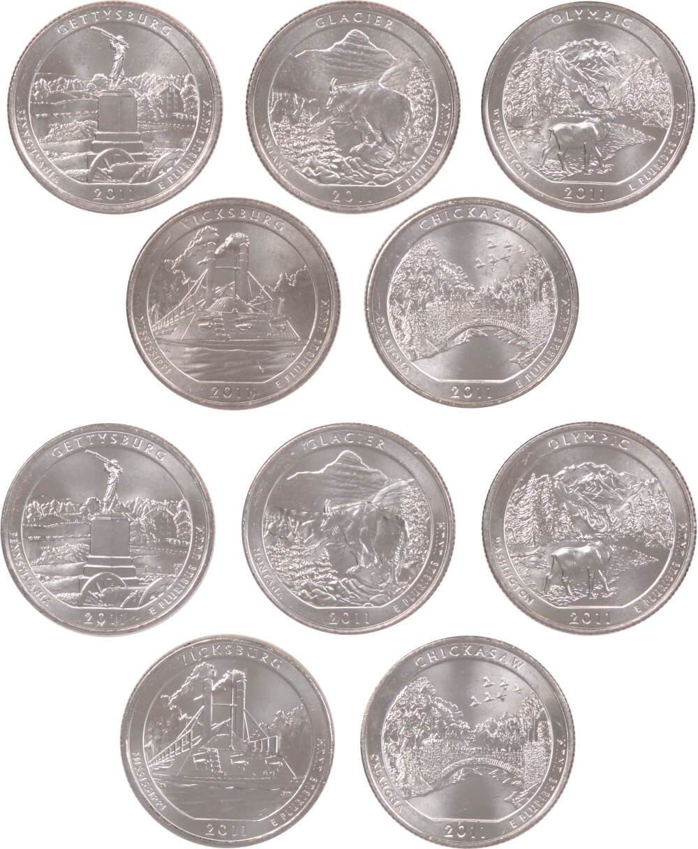2011 P&D Quarter 10 Coin Set Clad Uncirculated Mint State