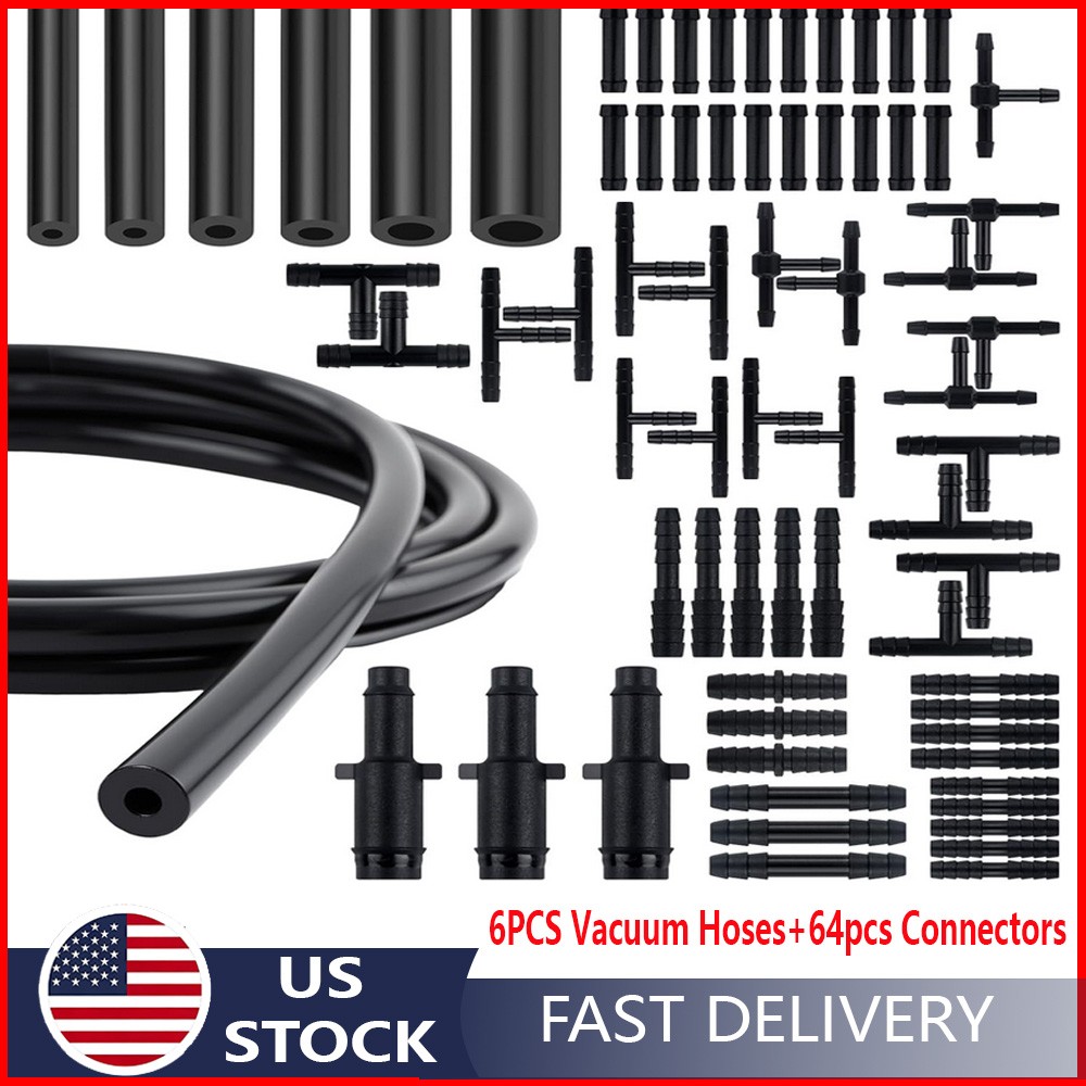 6PCS 5Ft Engine Vacuum Line Silicone Black Hose Kit &64pcs Connectors For BMW 6PCS 5Ft Engine Vacuum Line Silicone Black Hose Kit &64pcs Connectors For BMW