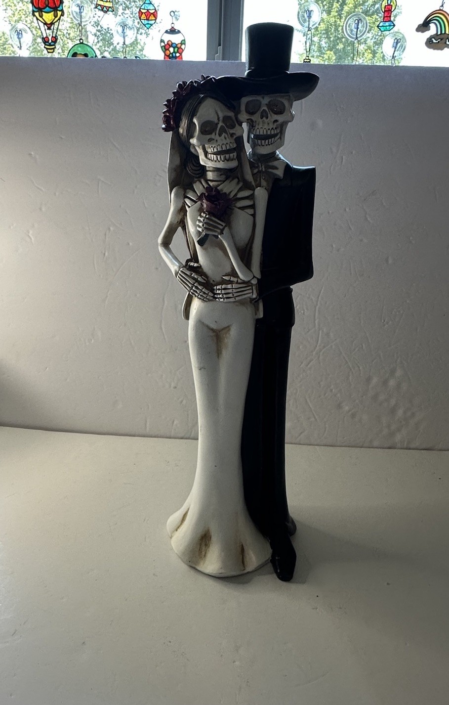Married Dead Couple Standing Statue  Resin Halloween Decor Approx 19”