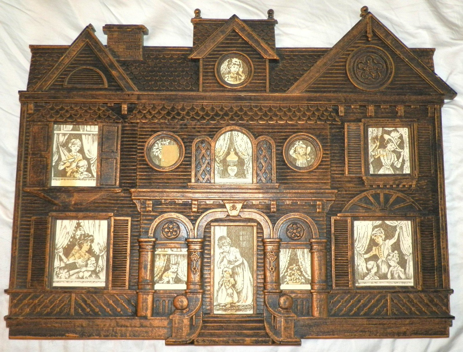 Vintage 1970's Coppercraft Guild Victorian House Wall Plaque 9201 Storybook