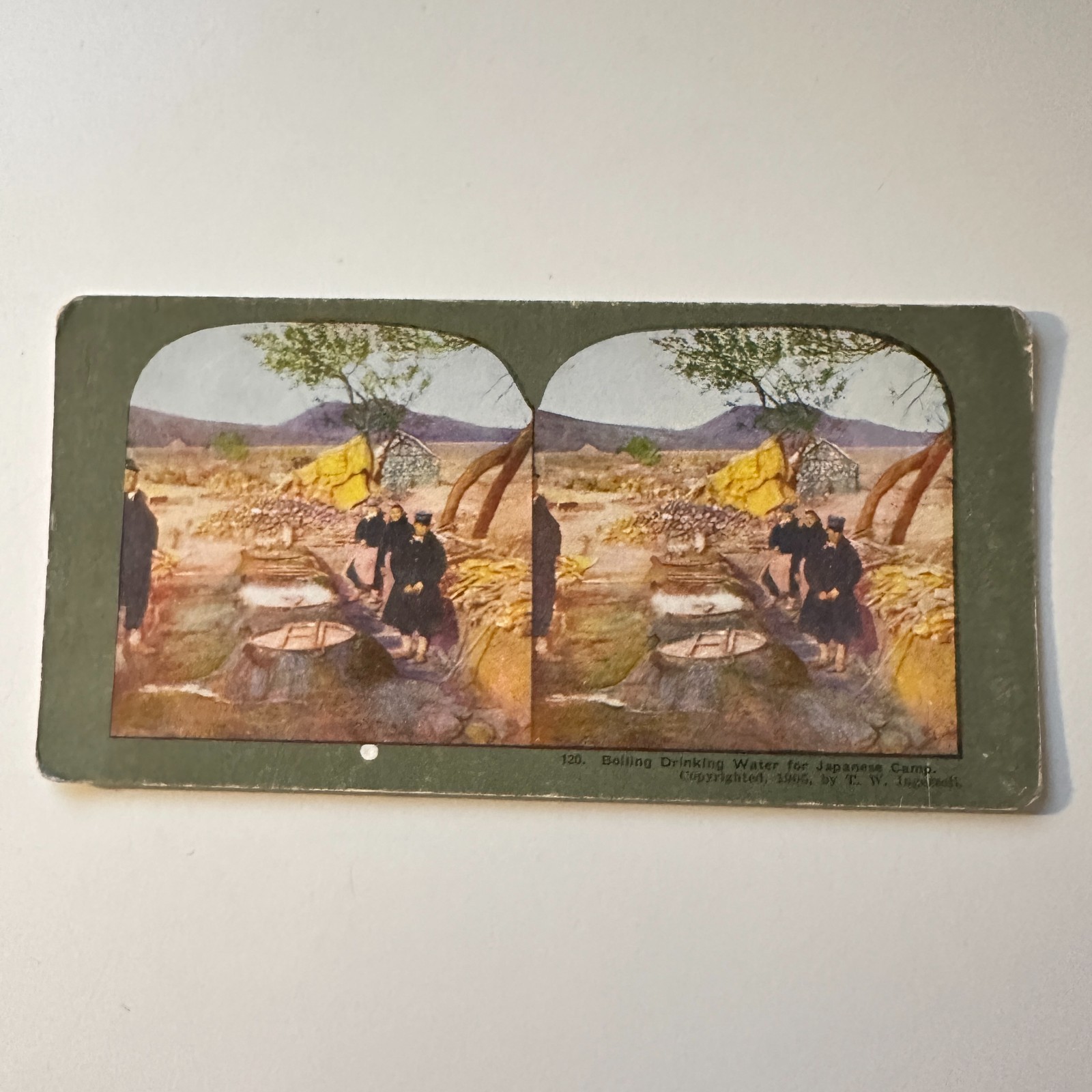 Boiling Drinking Water For Japanese Camp 1898 Antique Stereoview Card 5H6-2