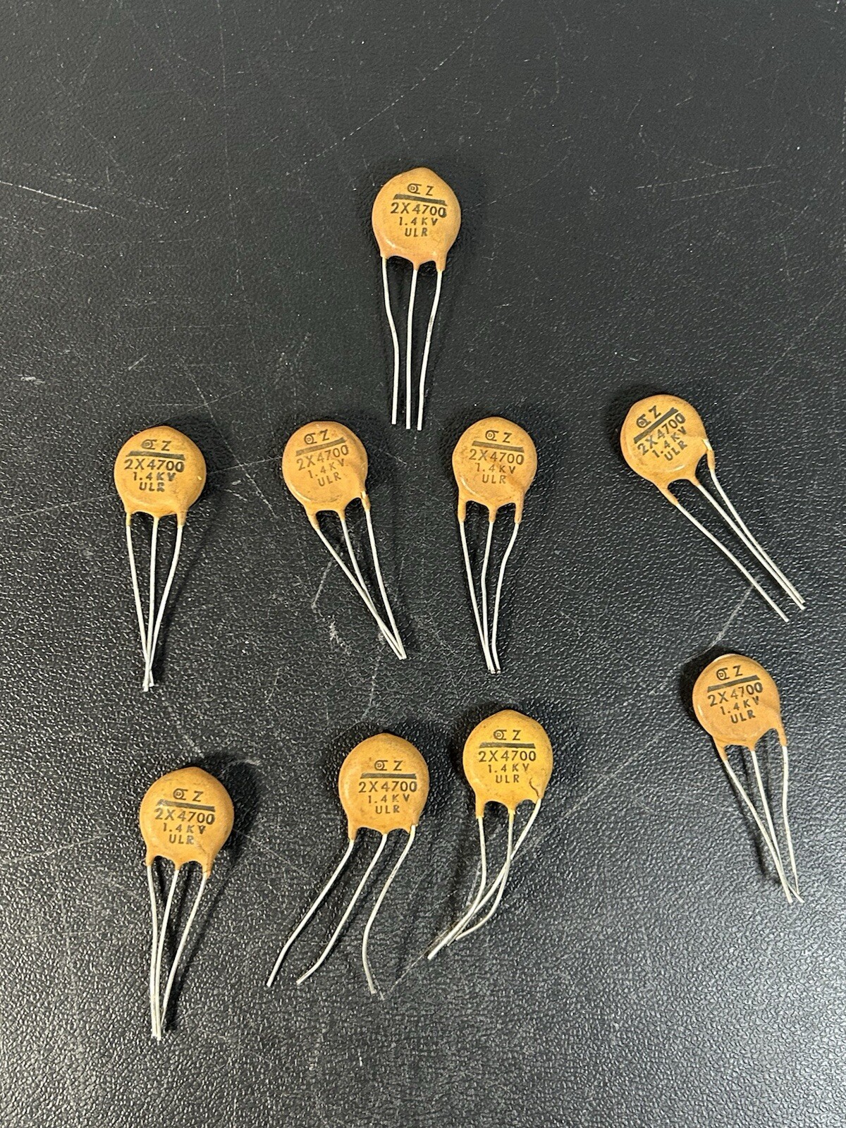 (9) Vintage Circle D Ceramic Disk Capacitor , 2X4700, 1.4 kv URL. Guitar Tone