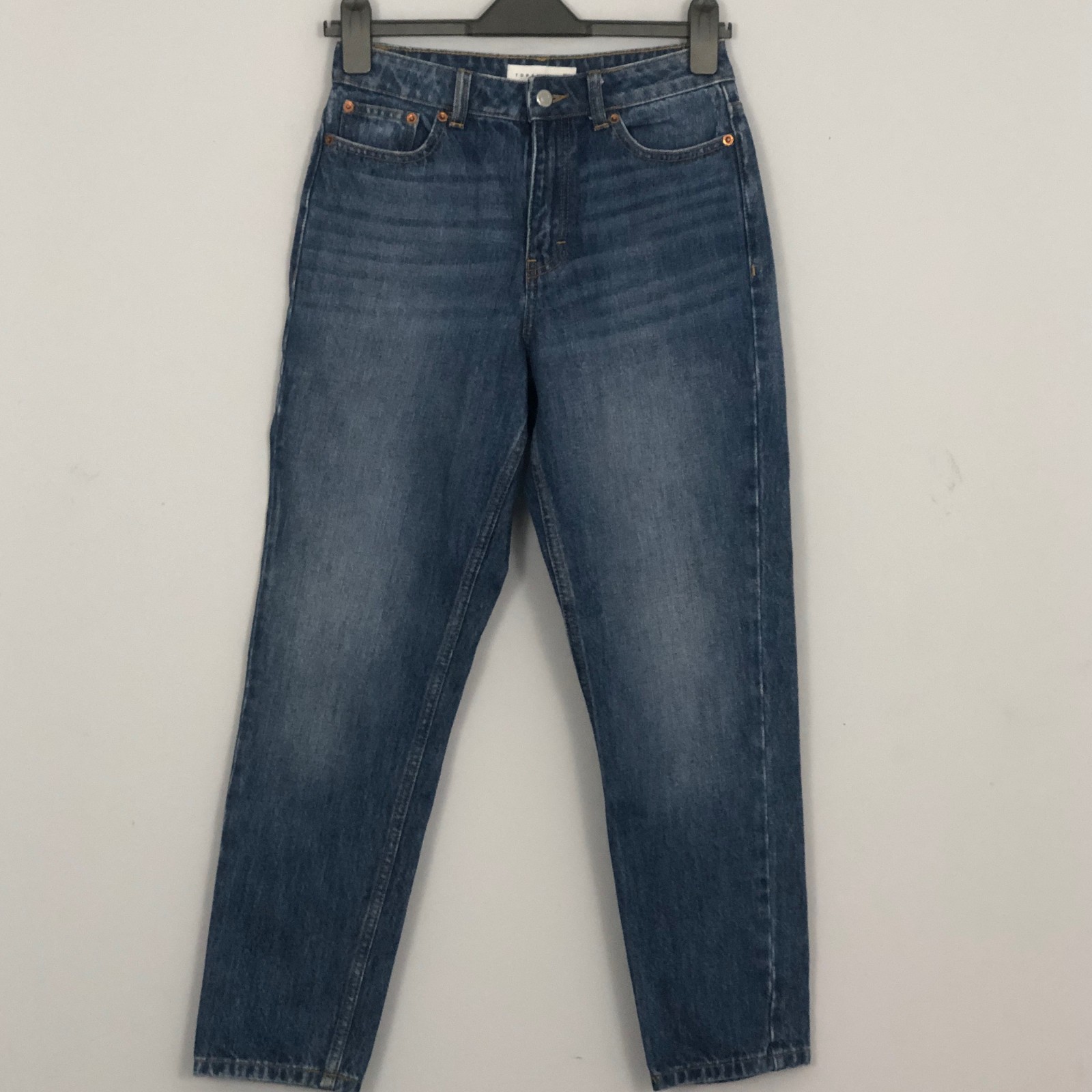 Topshop Mom Jeans Womens W26 L30 Classic Medium Wash 100% Cotton Denim High Rise Topshop Mom Jeans Womens W26 L30 Classic Medium Wash 100% Cotton Denim High Rise