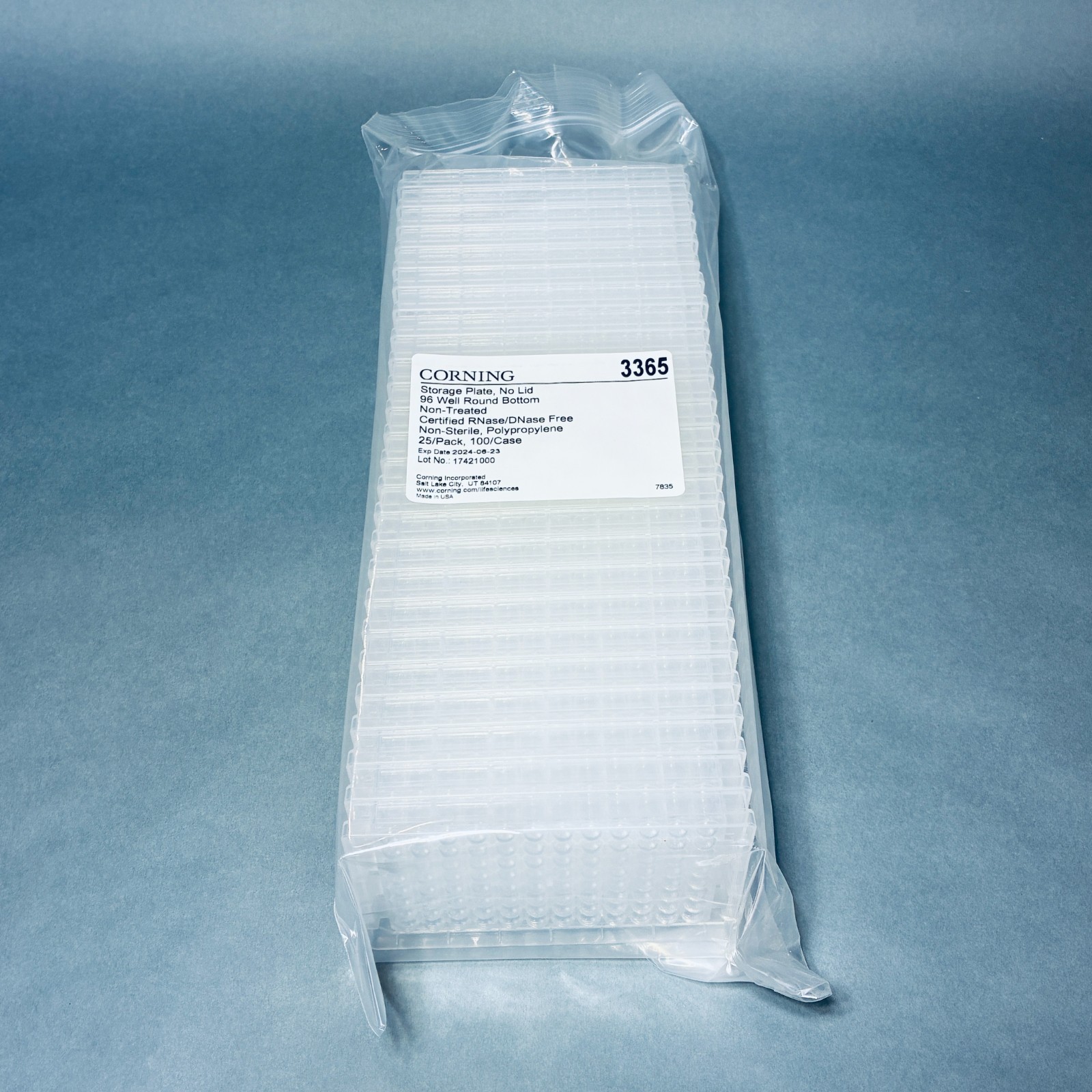Corning 3365 Storage Microplate 96 Well Sealed Total of 100 Plates Corning 3365 Storage Microplate 96 Well Sealed Total of 100 Plates