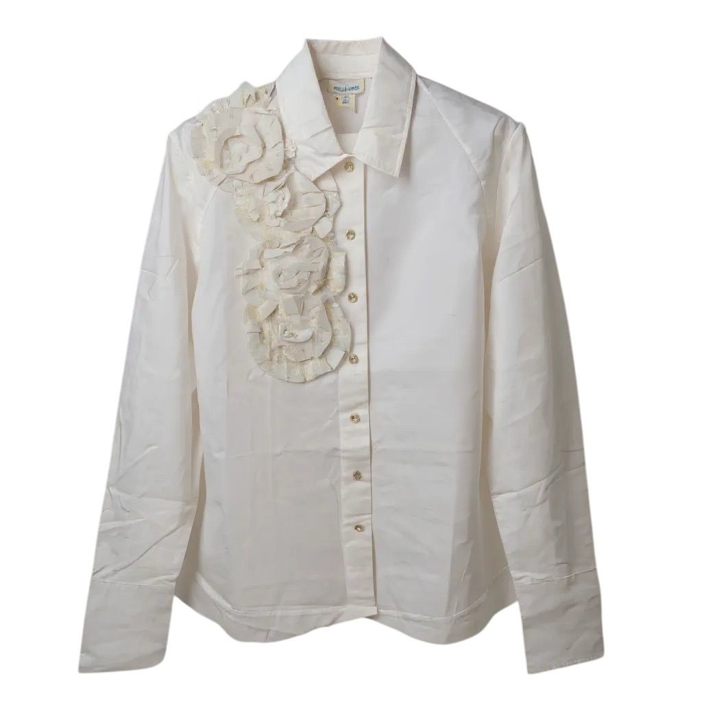 NWT Sundance Corsage Blossoms White Blouse Applique Detail M