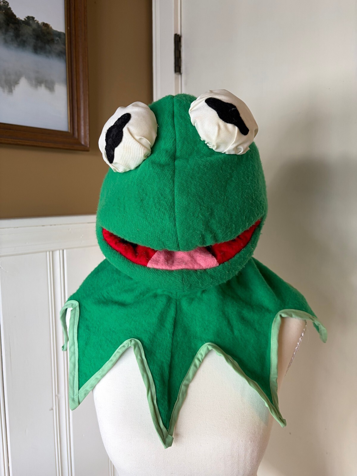 Vintage Kermit the Frog Halloween Costume child 5/6 Handmade Muppets Vogue 8476
