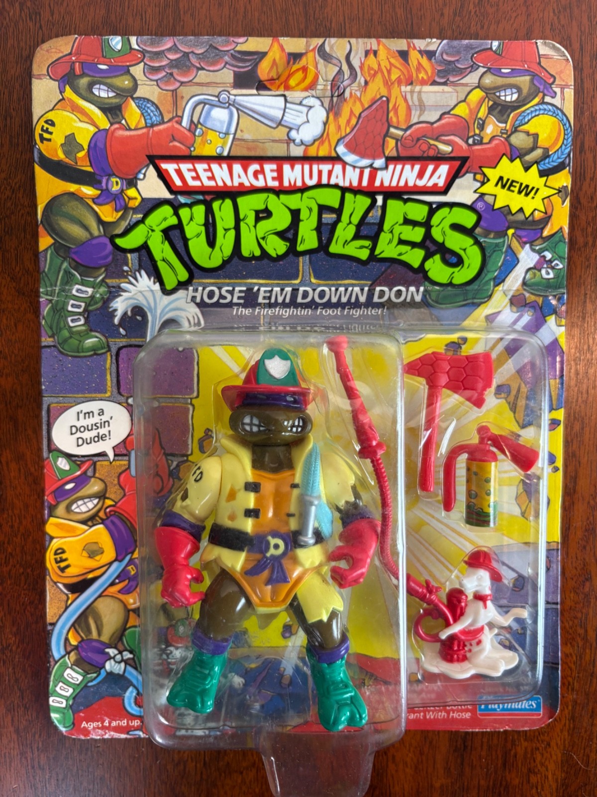 Vintage 1991 TMNT Hose \'Em Down Don Donatello Figure SEALED & UNPUNCHED Vintage 1991 TMNT Hose \'Em Down Don Donatello Figure SEALED & UNPUNCHED