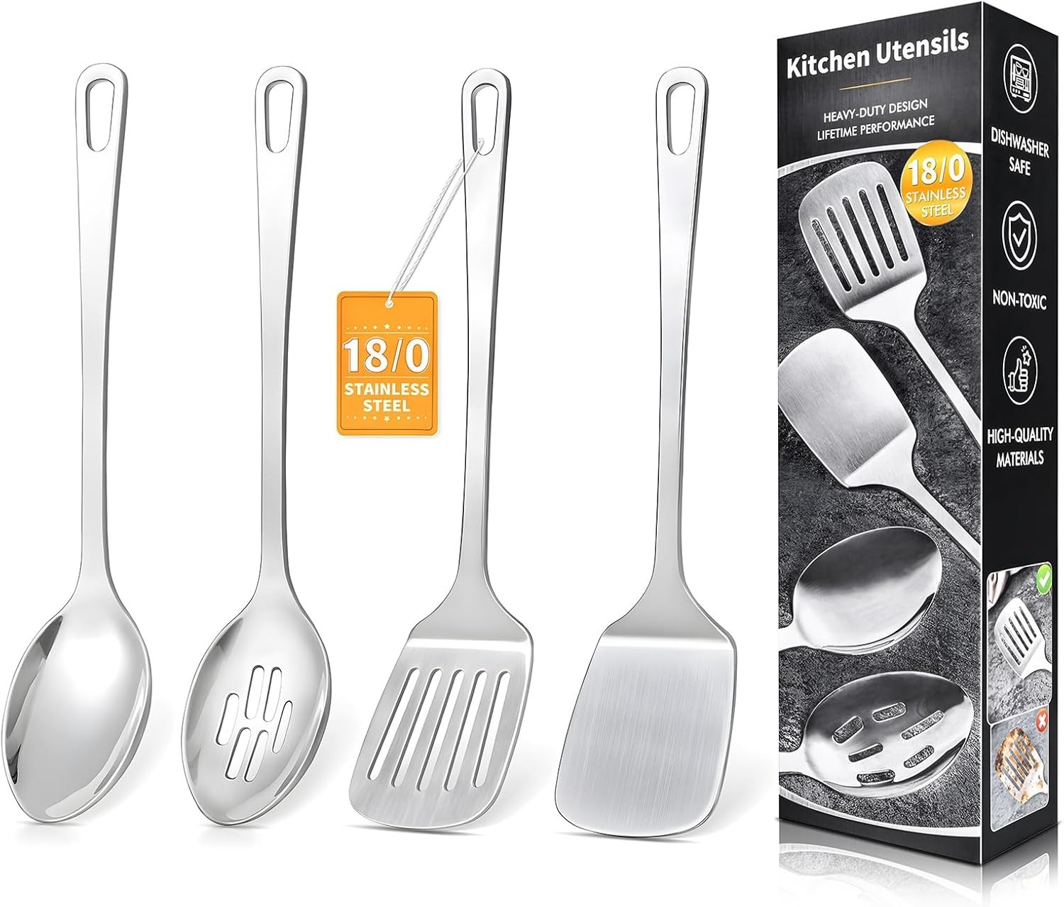 4 Pcs Cooking Utensils Set, Stainless Steel Kitchen Utensils, Heat Resistant.. 4 Pcs Cooking Utensils Set, Stainless Steel Kitchen Utensils, Heat Resistant..