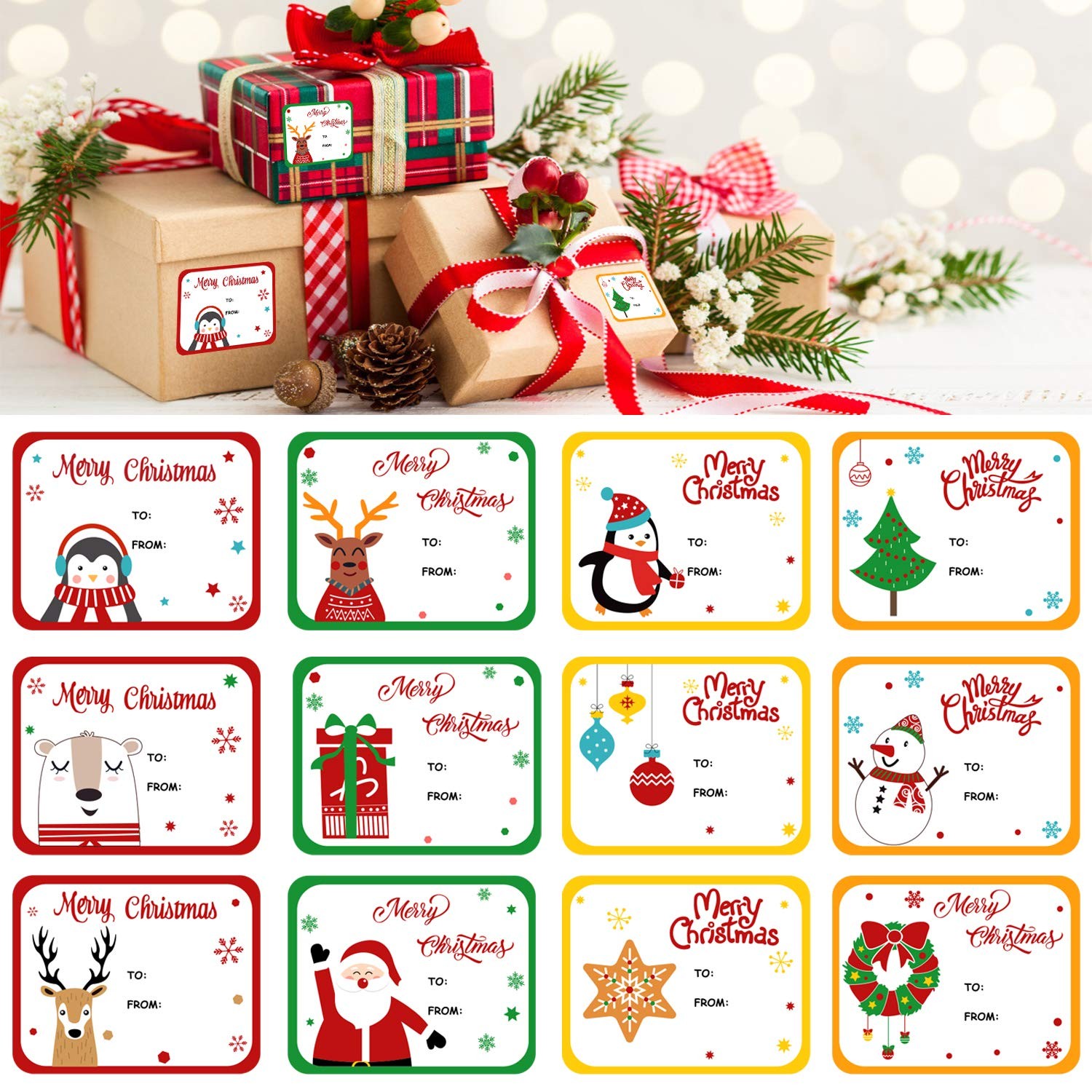 STEFORD Christmas Self Adhesive Gift Labels,120PCS Xmas Name medium, Multi STEFORD Christmas Self Adhesive Gift Labels,120PCS Xmas Name medium, Multi