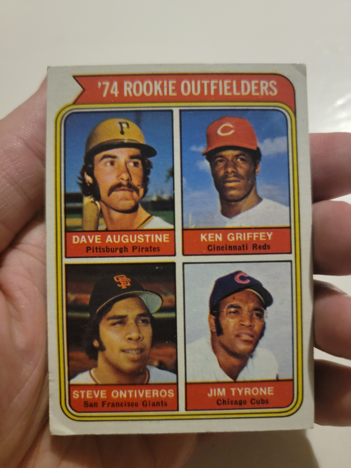 1974 Topps Rookie Outfielders Augustine Griffey Ontiveros Tyrone MLB Baseball