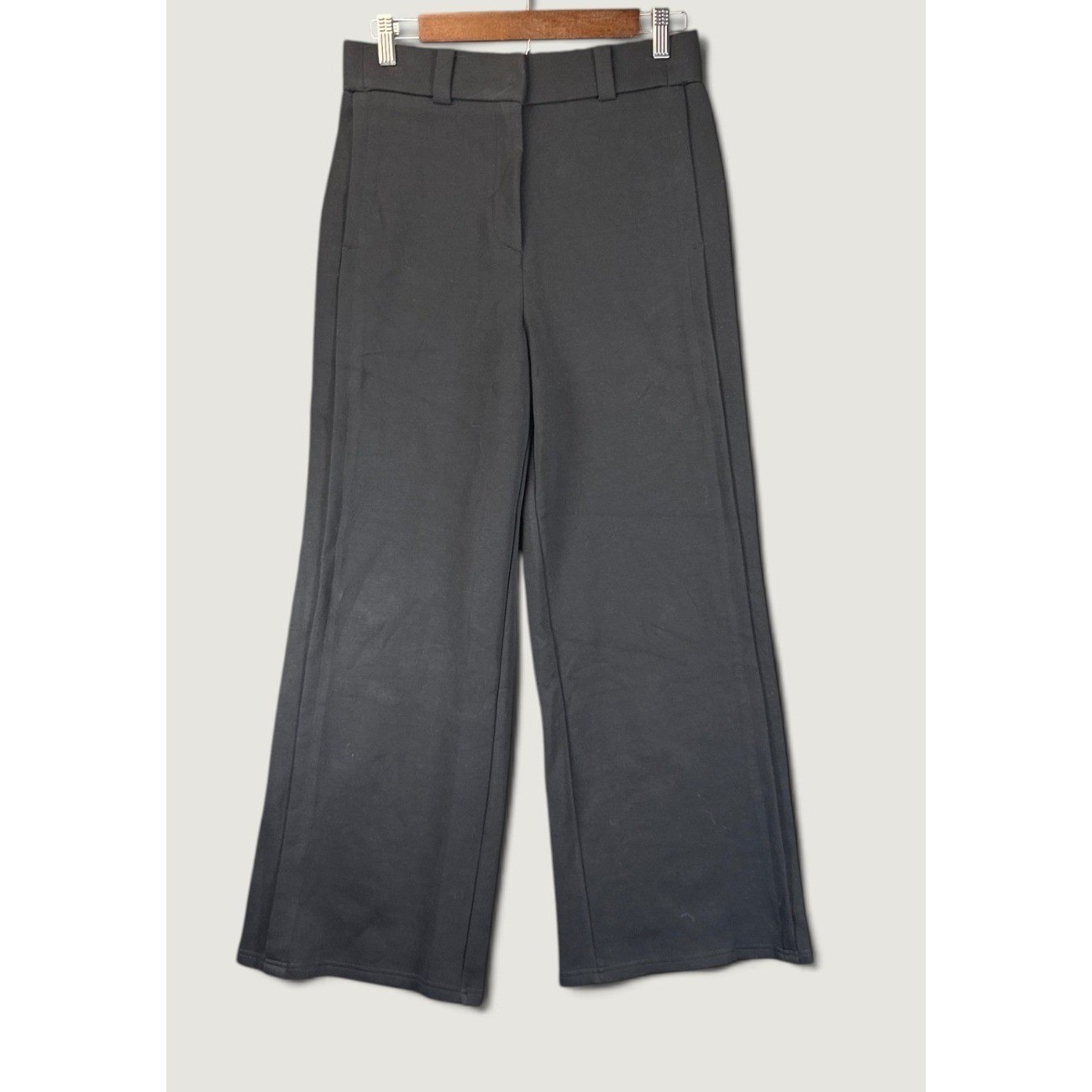 NWT OGL Wide Leg Trousers Women M Petite Black Athleisure Stretch Career Pants