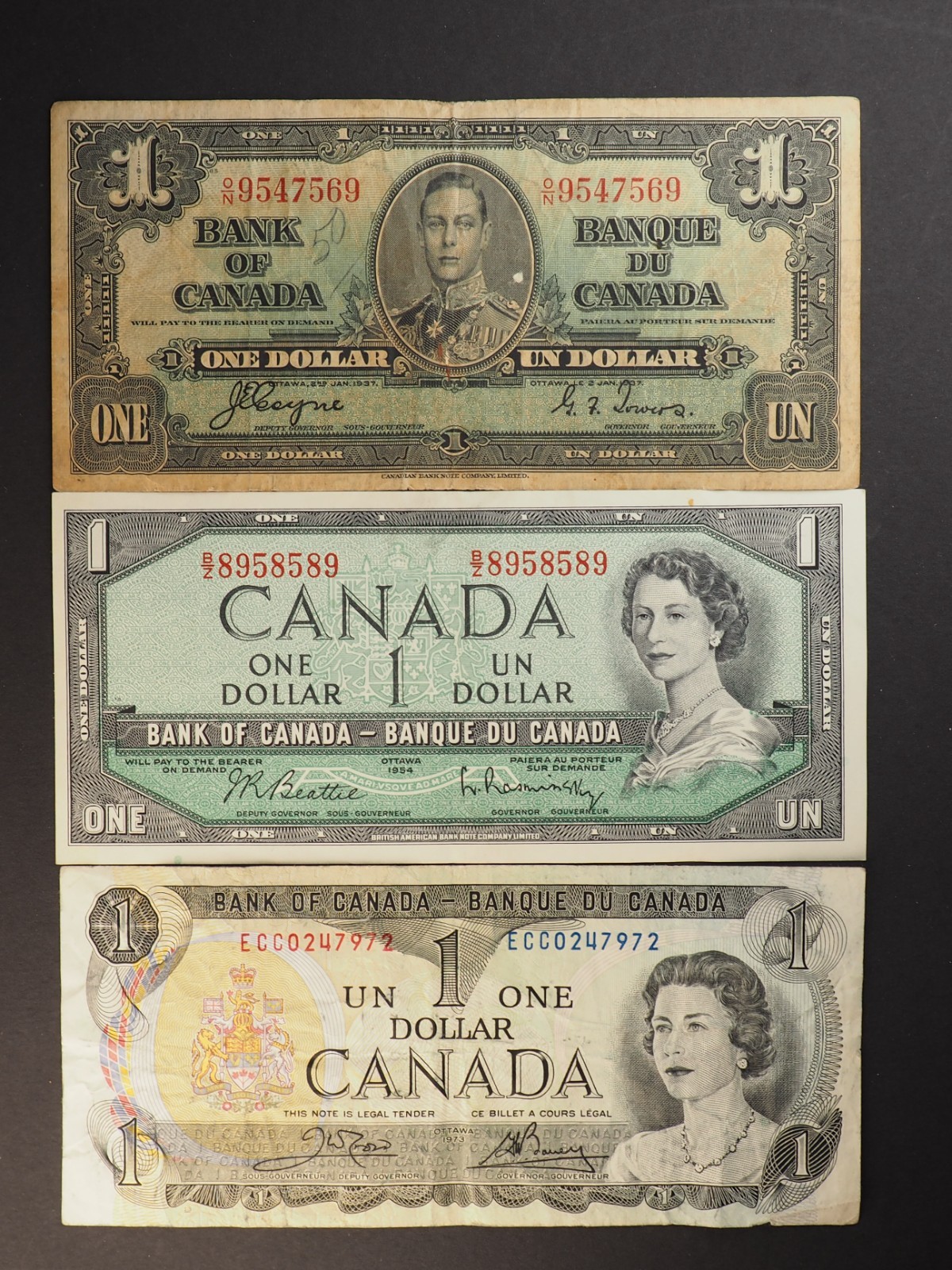 CANADA 1937-54-73 $1  LOWER GRADE TYPE NOTES  ** ** 6153