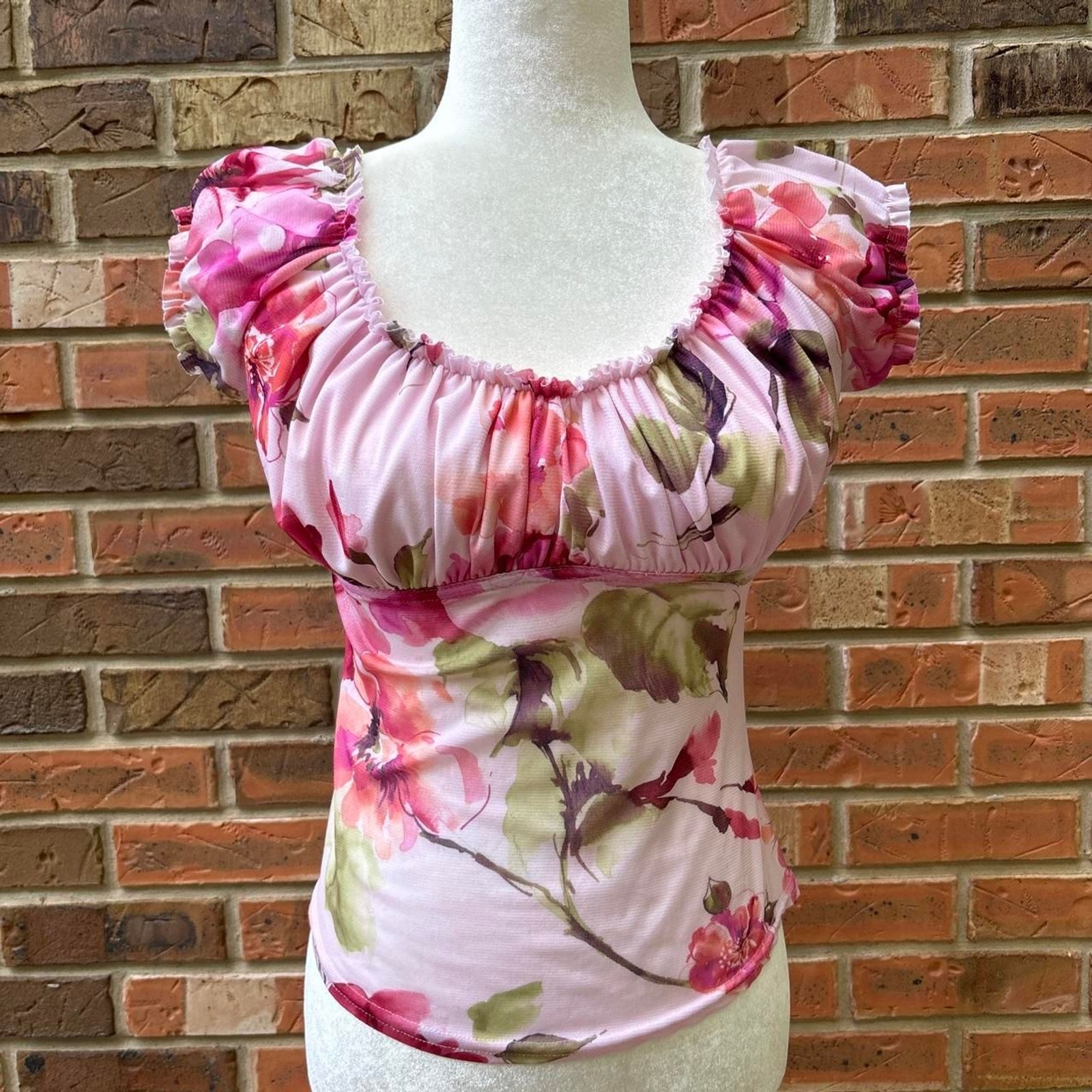 Vintage Peace n Earth Floral Mesh Pink Shirt Paper Tag Vintage Peace n Earth Floral Mesh Pink Shirt Paper Tag