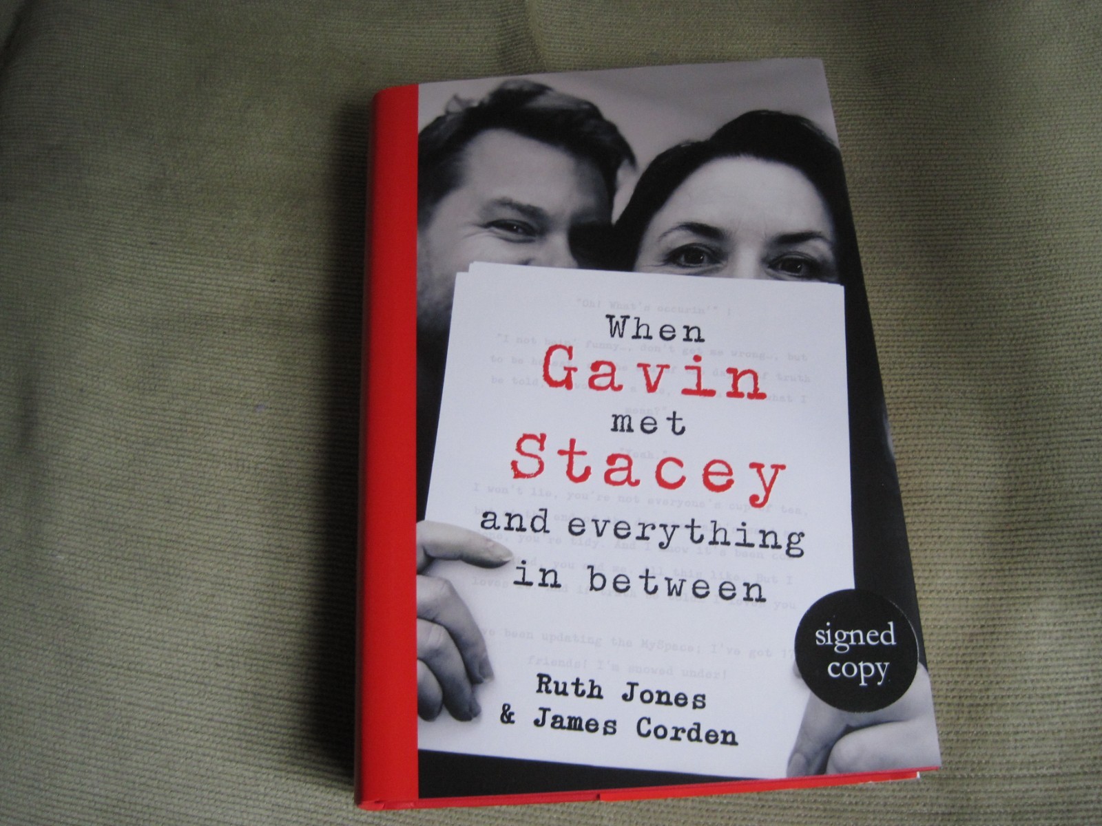 JAMES CORDEN RUTH JONES SIGNED - WHEN GAVIN MET STACEY First UK Edition NEW BBC
