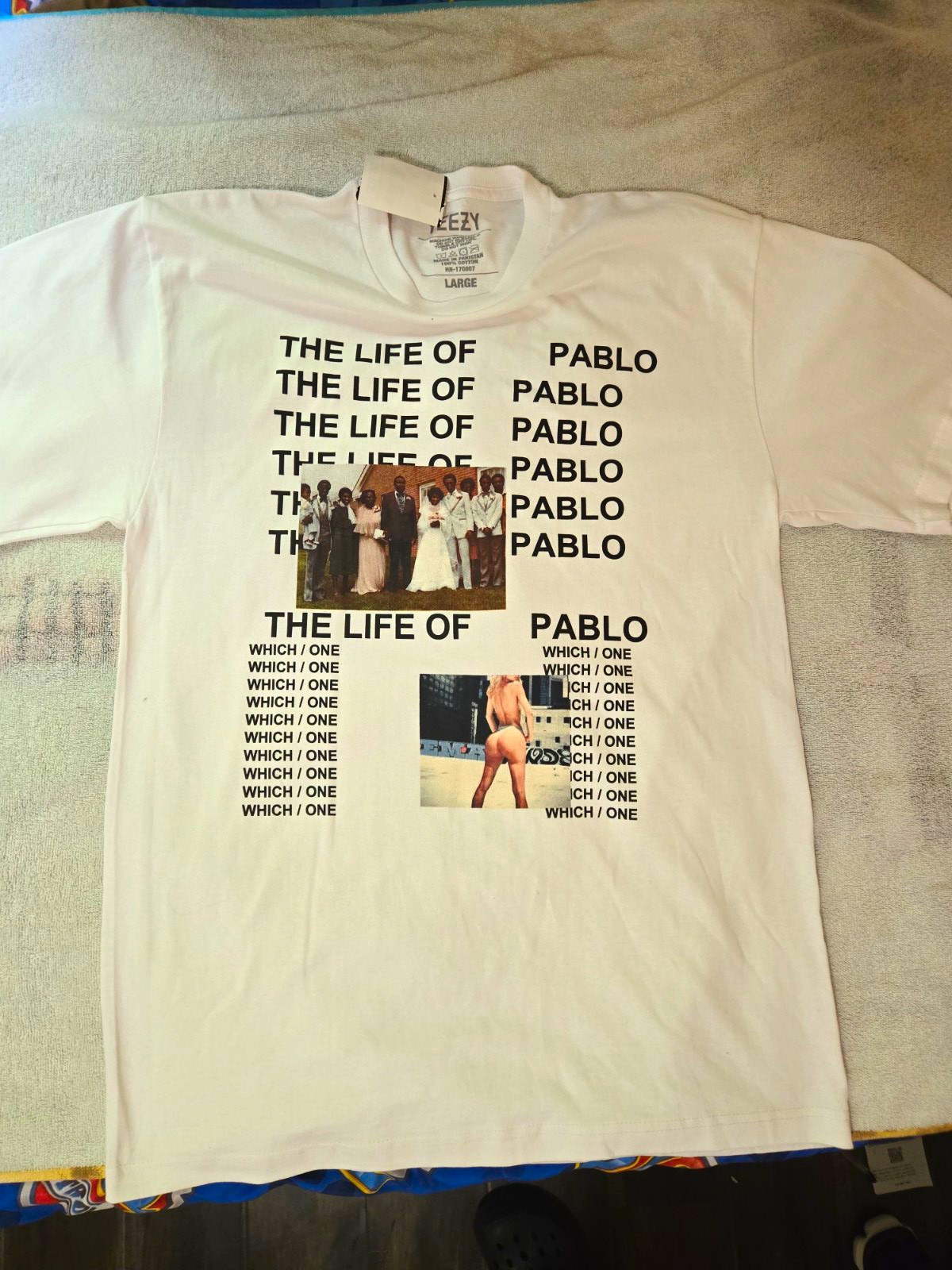 YEEZY The Life of Pablo Men\'s L White Graphic Logo Crew Neck T-Shirt
