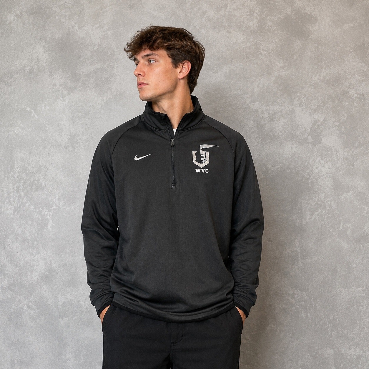 Nike Sweatshirt Mens Large Gray Dri-FIT WVC Knights Soccer Quarter Zip Pullover Nike Sweatshirt Mens Large Gray Dri-FIT WVC Knights Soccer Quarter Zip Pullover