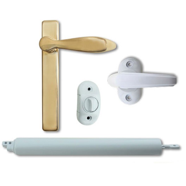 Andersen Emco Storm Door Hardware Kit Brass Exterior White Interior