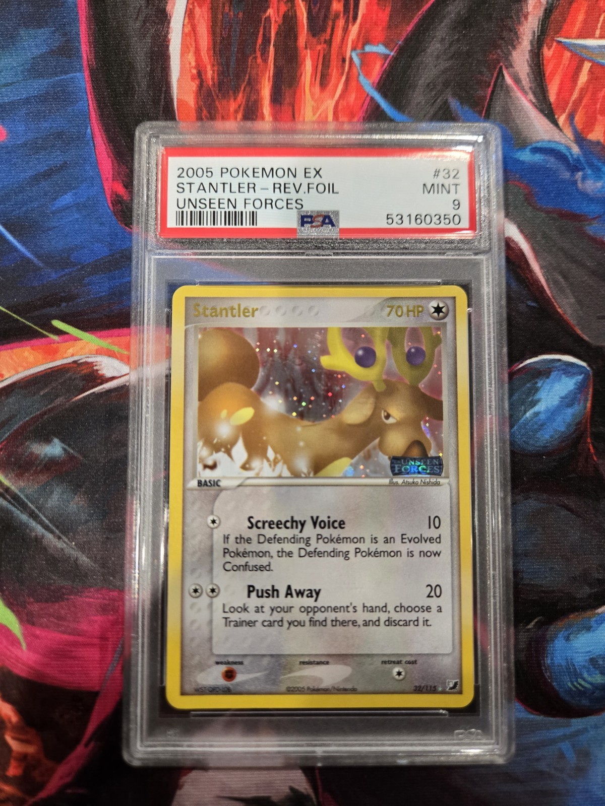 PSA 9 Stantler EX Unseen Forces 32/115 Stamped Reverse Holo Foil 2005 Pokemon PSA 9 Stantler EX Unseen Forces 32/115 Stamped Reverse Holo Foil 2005 Pokemon