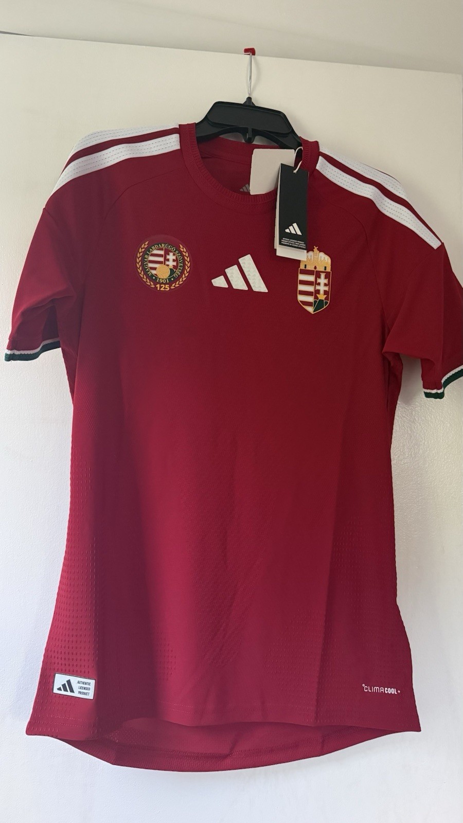 adidas Hungary Soccer Jersey Men’s S Red White Green Slim Fit