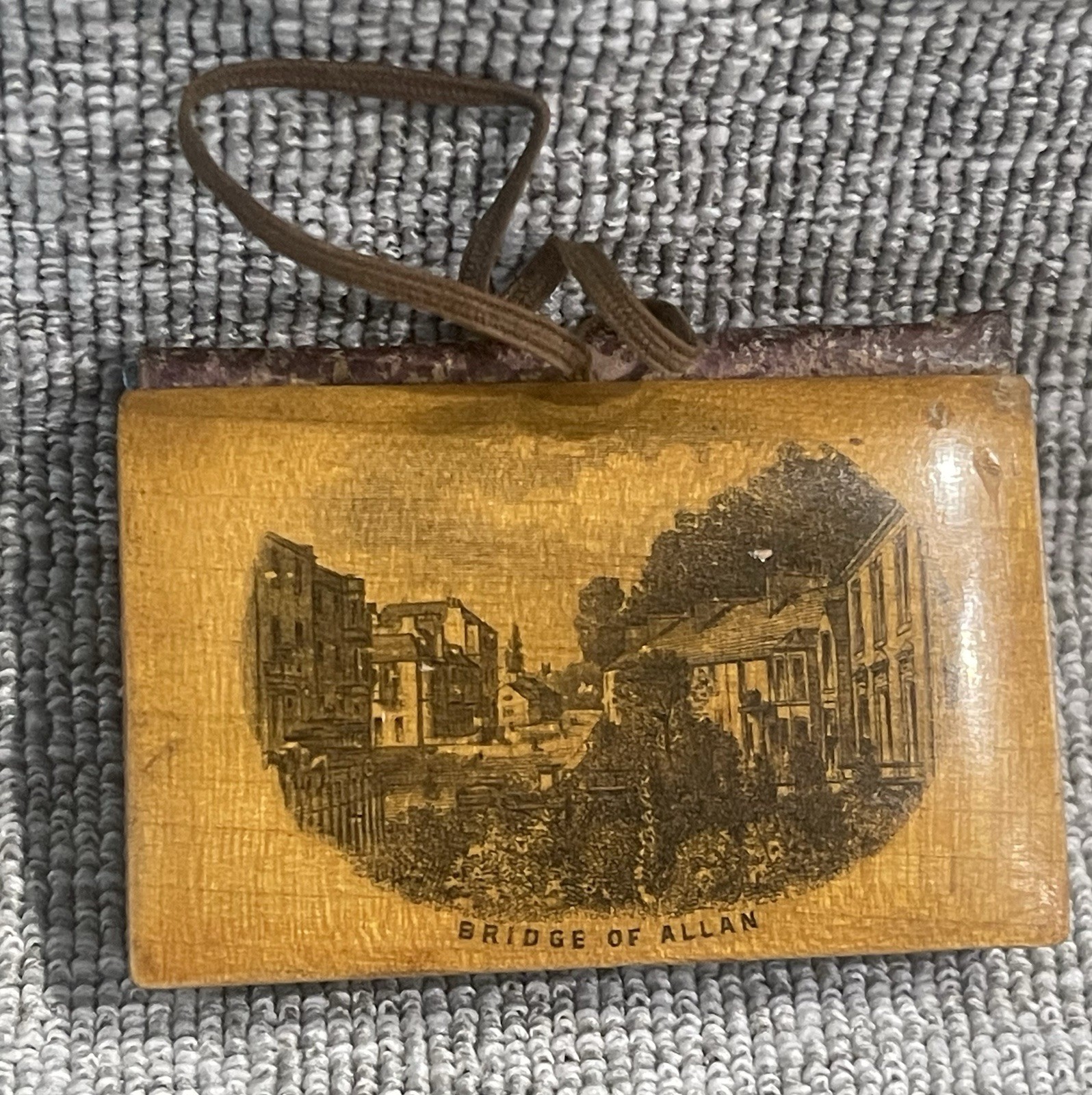Antique Mauchline Ware Book-Form Needle Case-Bridge of Allan Spa Town