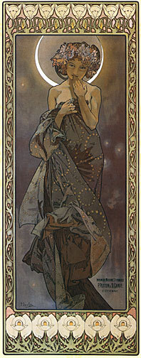 Moonlight 22x30 Hand Numbered Ltd. Edition Art Nouveau Deco Print Alphonse Mucha