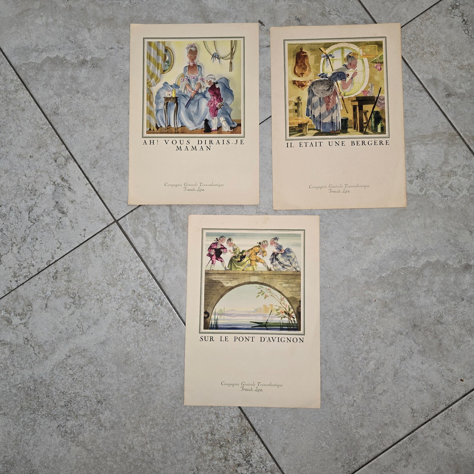 Vintage Compagnie Generale Transatlantique French Line Cruise Ship Menu Lot 1955