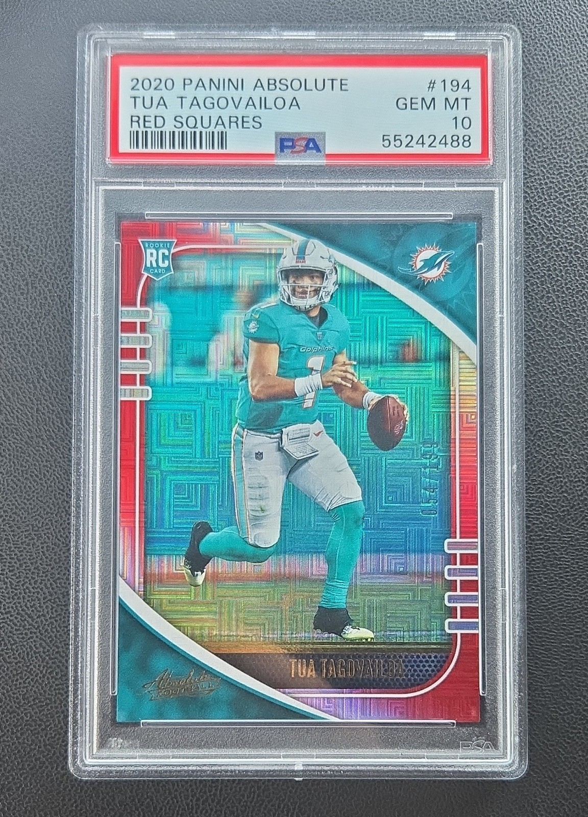 2020 Panini Absolute - Rookie Tua Tagovailoa #194 Red Squares /199 (RC) PSA 10