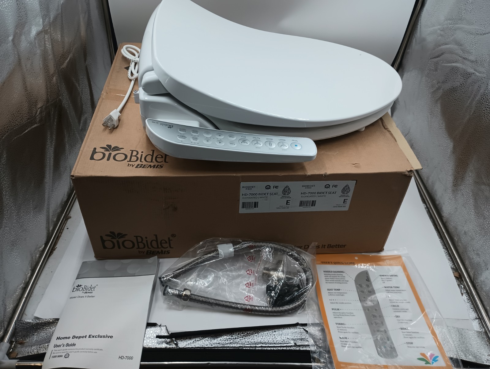BIO BIDET HD-7000 ELONGATED ELECTRIC TOILET SEAT HEATED SMART WASH DRYER WHITE