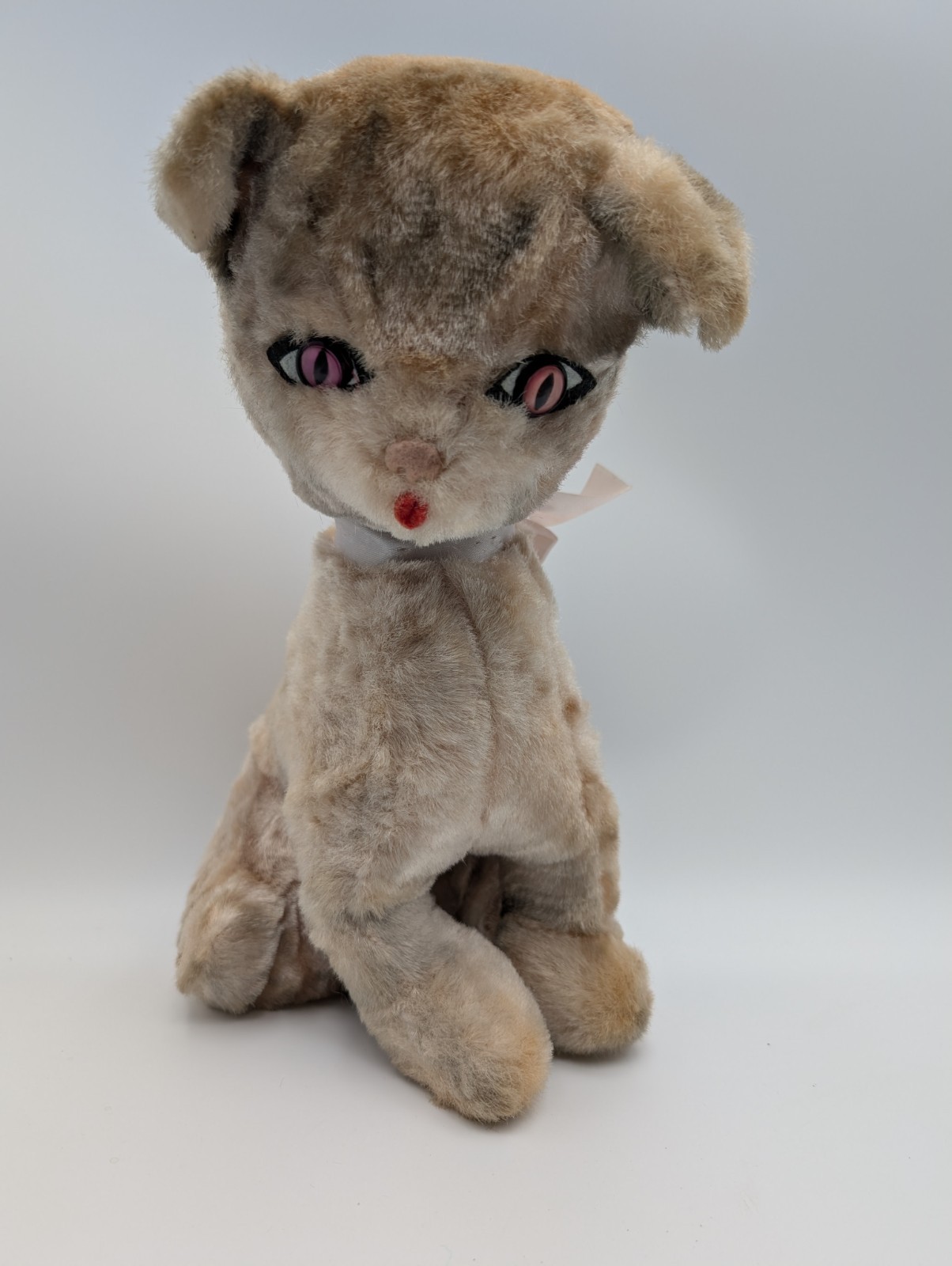 Vintage Siamese Cat Kitten Plush Carnival Style 14 Inch Pink Eyes Stuffed Animal Vintage Siamese Cat Kitten Plush Carnival Style 14 Inch Pink Eyes Stuffed Animal