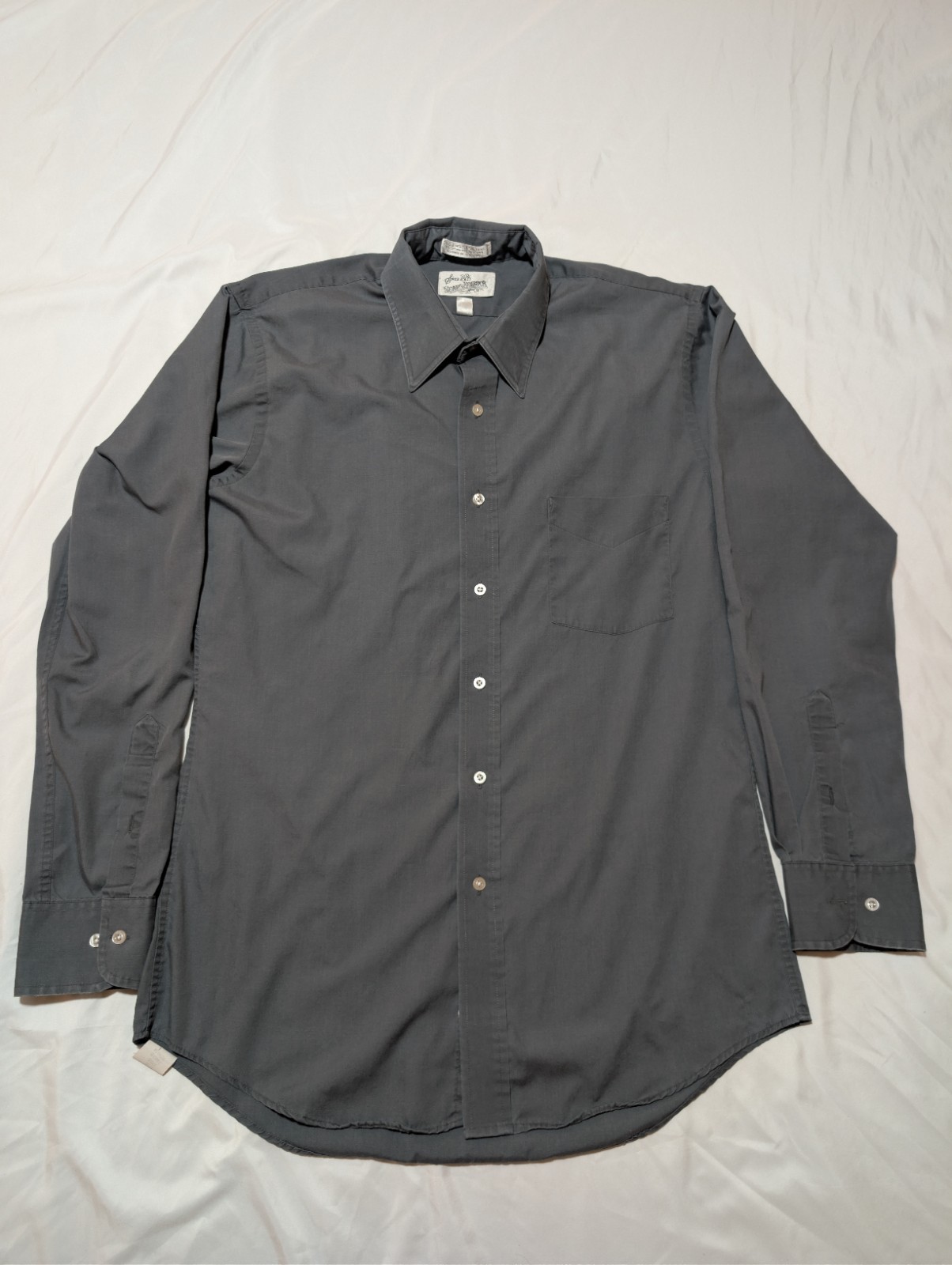Vintage Sears Roebuck Dress Shirt Mens 16 34/35 Grey Athletic Cut Single Needle 