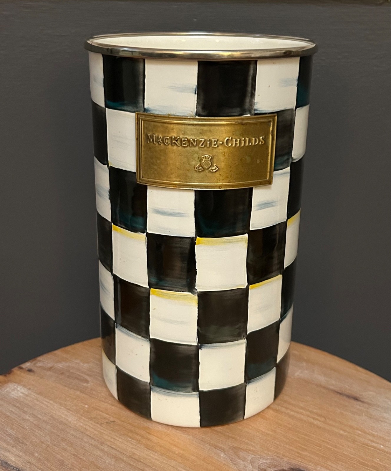 MacKenzie-Childs Courtly Check Enamel Utensil Holder MacKenzie-Childs Courtly Check Enamel Utensil Holder
