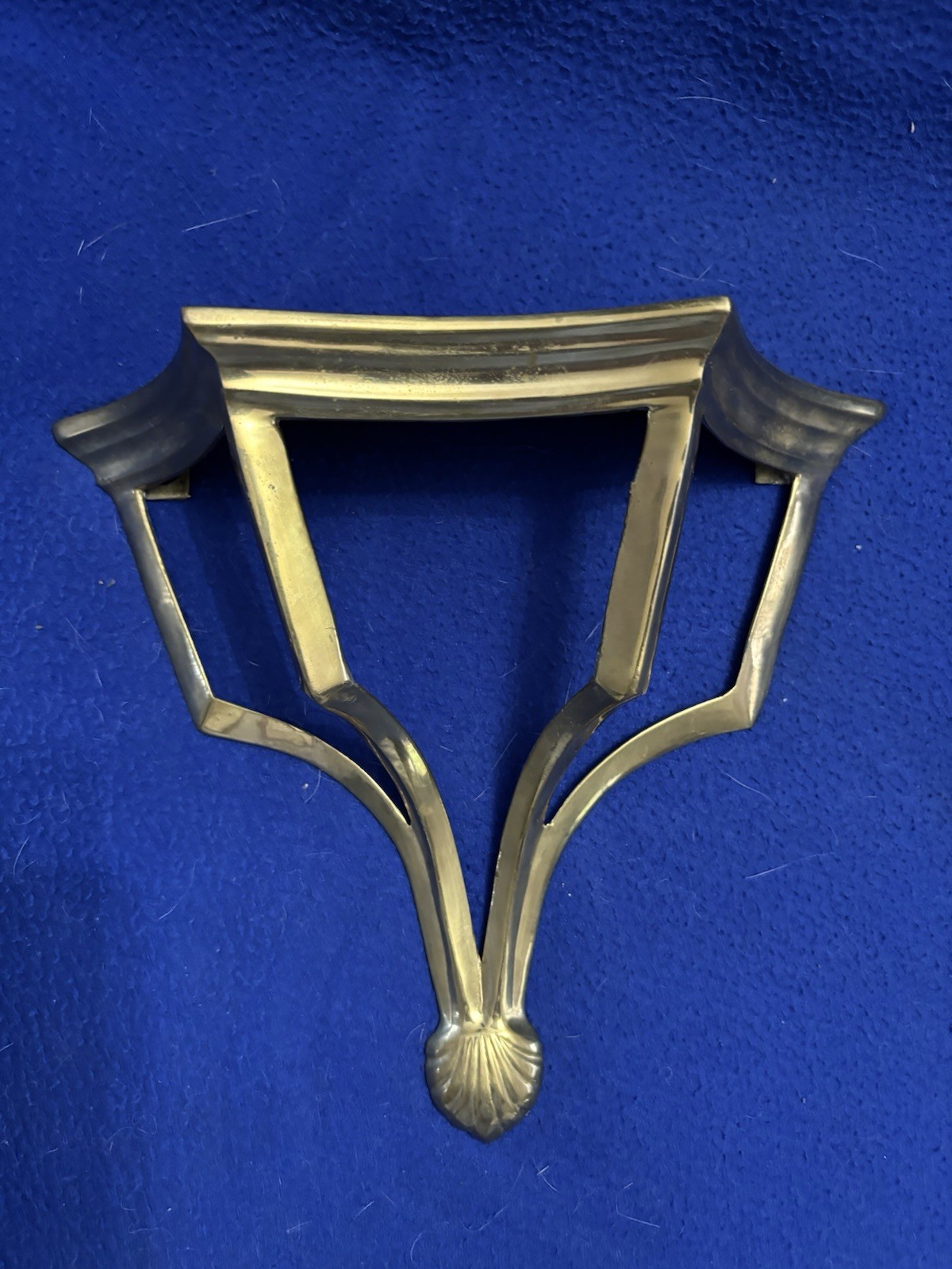 Vintage Solid Brass Wall Shelf Bracket Hollywood Regency Scallop Shell 1970s