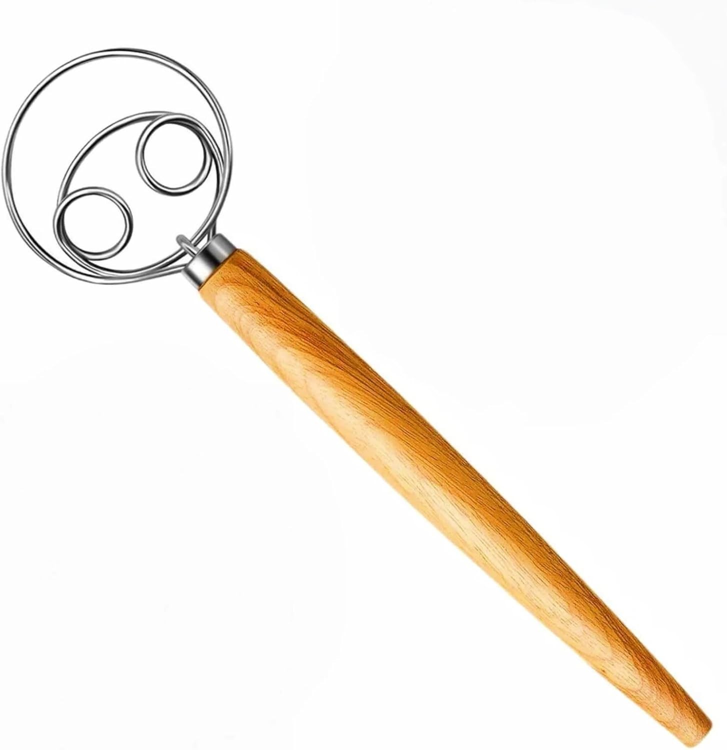 Danish Dough Whisk, 13-inch wood handle Stainless Steel Dough Hook Dutch Whisk Danish Dough Whisk, 13-inch wood handle Stainless Steel Dough Hook Dutch Whisk